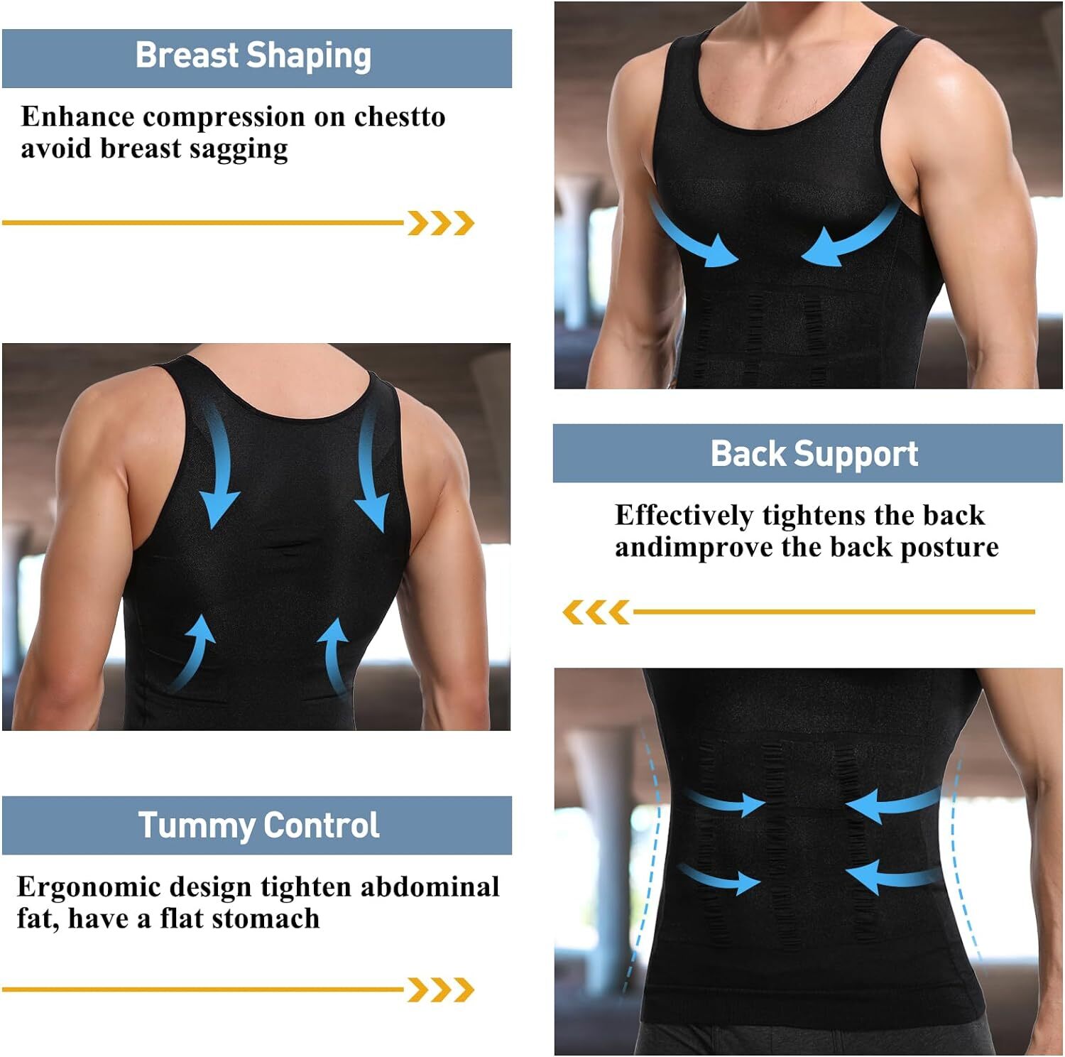 Mens Compression Shirt Body Shaper Elastic Slim Sculpting Vest Muscle Tank Top