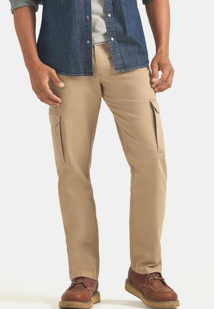 Men’s Wrangler Relaxed Fit Comfort Flex Waistband Cargo Pants Grain CHOOSE SIZE