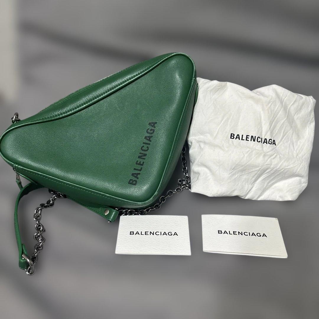 BALENCIAGA Green Leather Shoulder Bag US 8.3×8.7×1.9in Calfskin Women