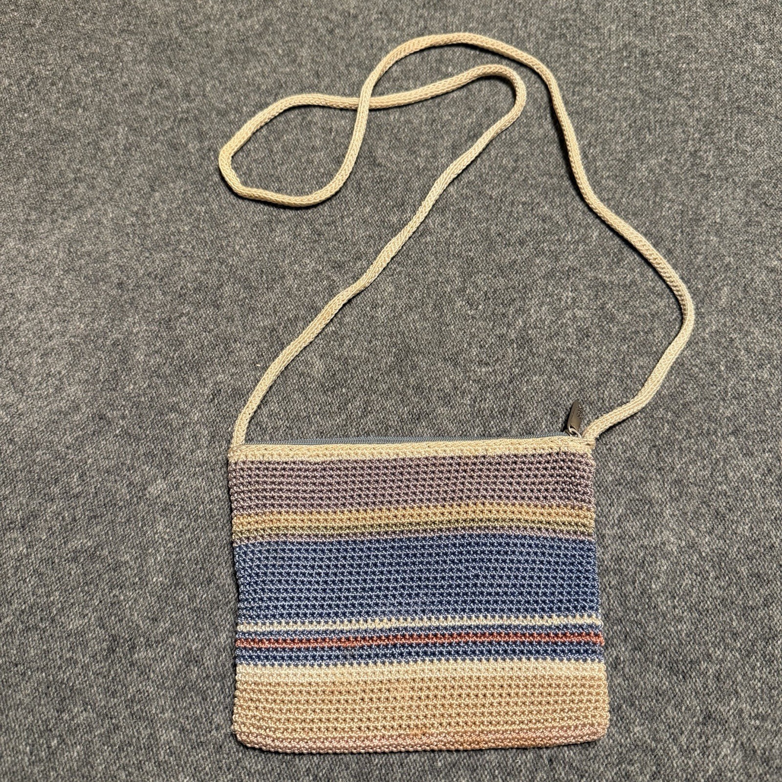 The Sak Crochet Crossbody Bag, Small, Striped Beige Blue Purple Pink Boho 2011