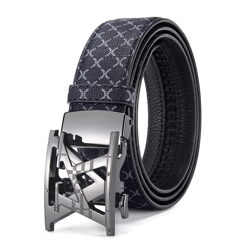 Unisex Automatic Buckle Belt PU Leather Business Casual Waist Belt Fashion