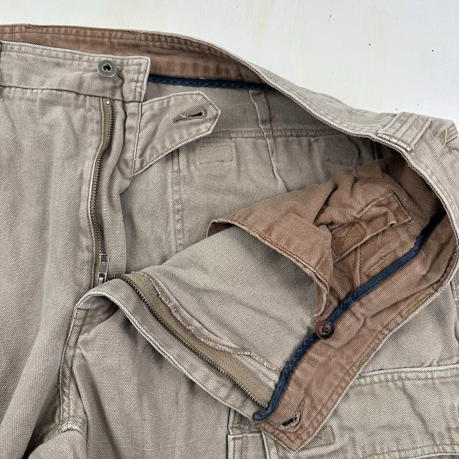 Duluth 100% Cotton Cargo pants Men Actual 47×32 beige Heavyweight Duck Canvas