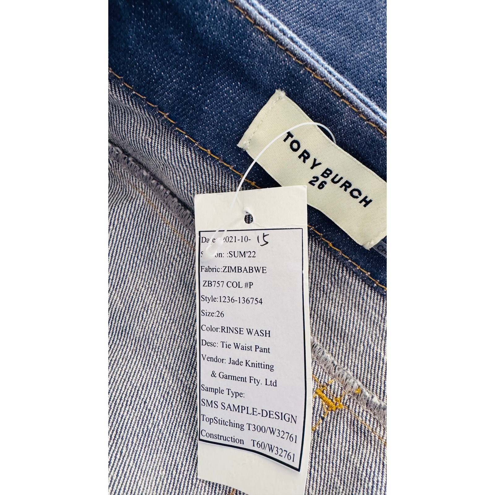 Sz 26 Tory Burch Wide Legs Carpenter Denim Summer 2022