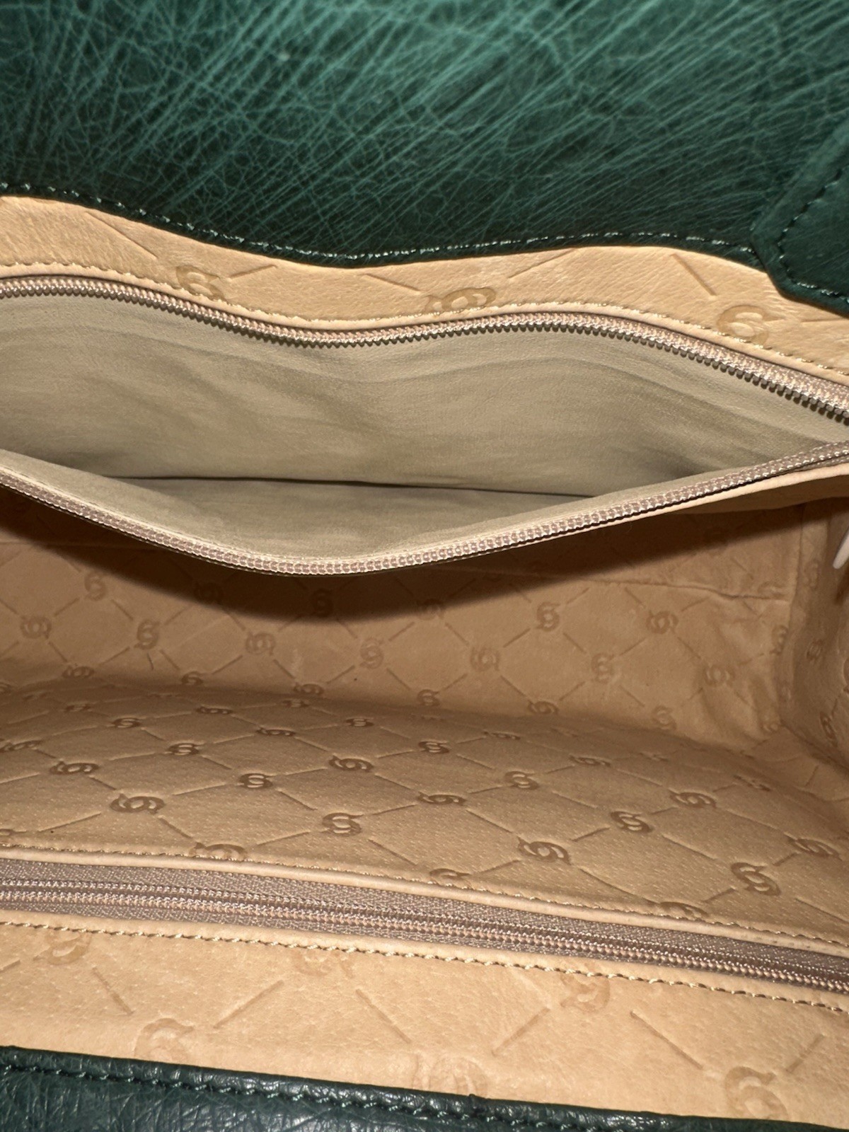 JRA Celencee Nicola Ferri Green Ostrich Leather Top Handle Bag