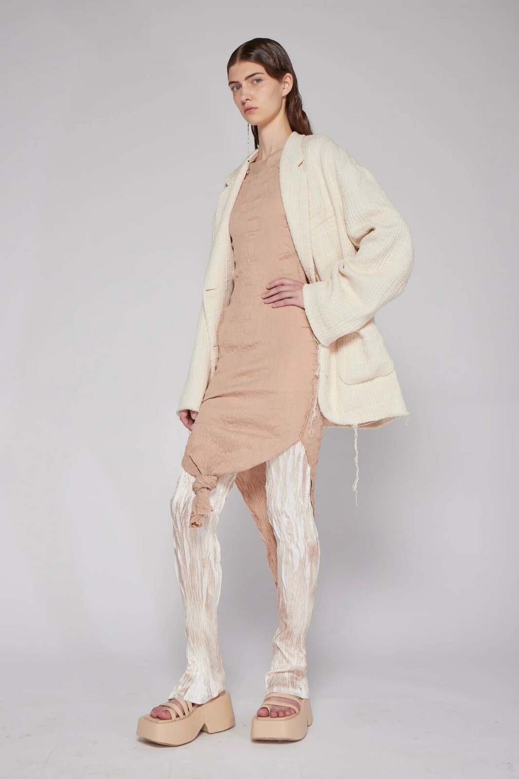 Federico Cina Blazer Openable Jacket in Natural