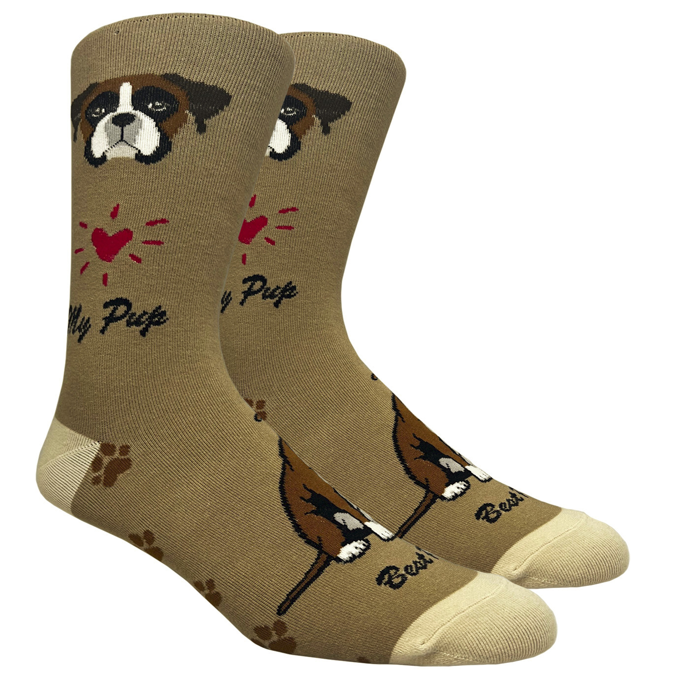 BOXER Dog Socks Fun Novelty Dress Casual Unisex SOX FineFit One Size Puppy Pet