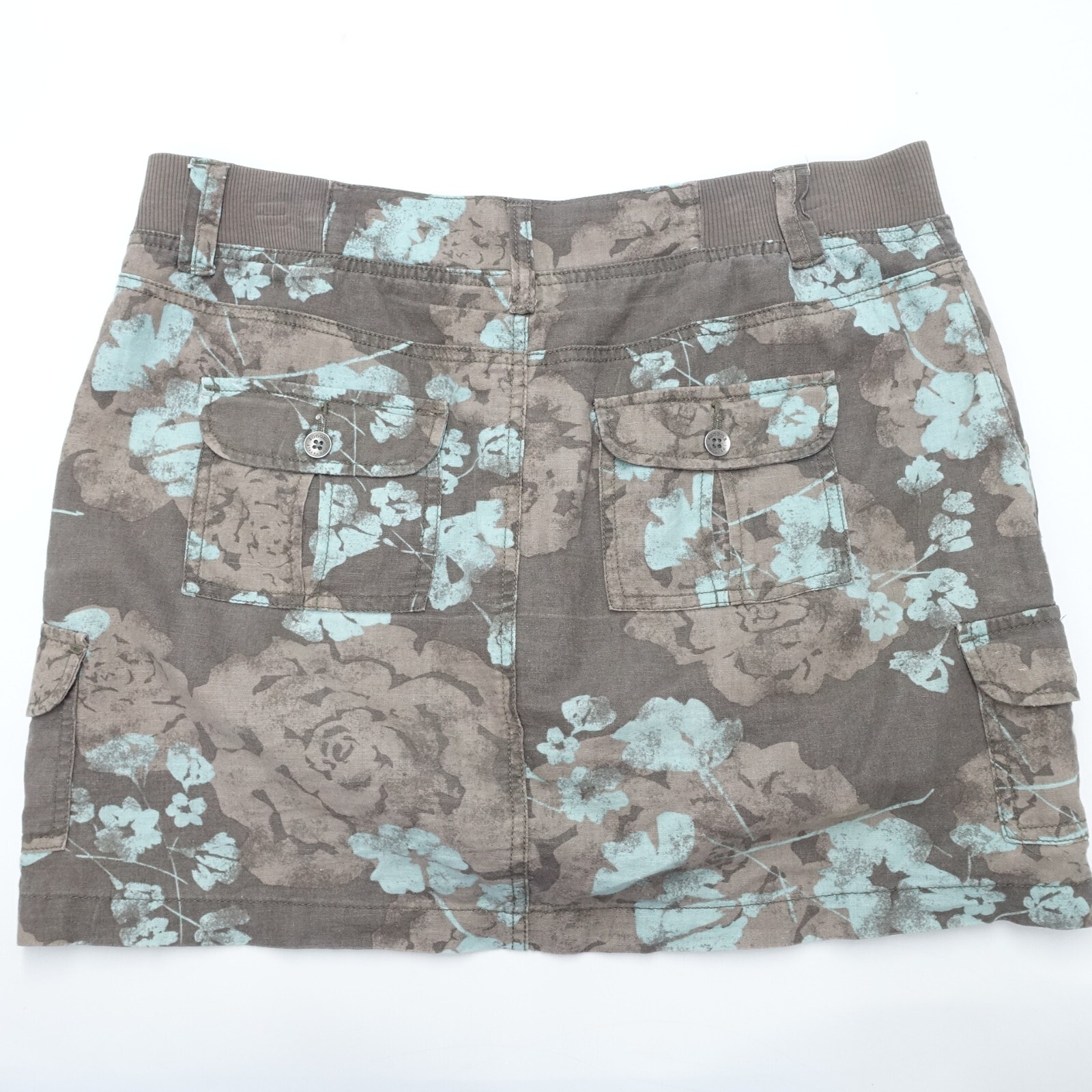 Sonoma Life Style Modern Skirt Skort Women 10 Brown Floral High Waisted 2-Button