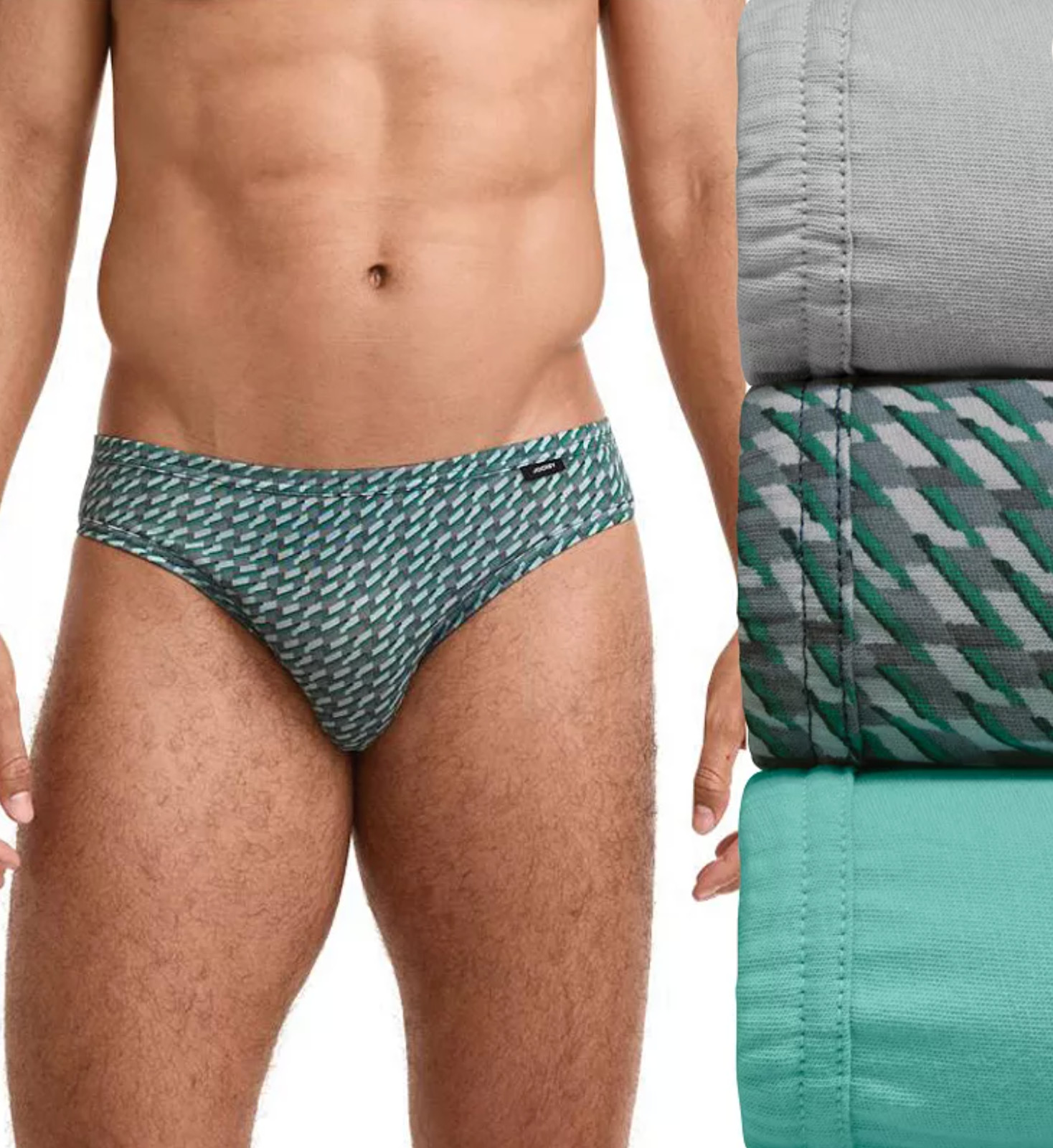 New Men’s Jockey 3-Pack Bikini Briefs Underwear 100% Cotton (Gray-Green-Geo)