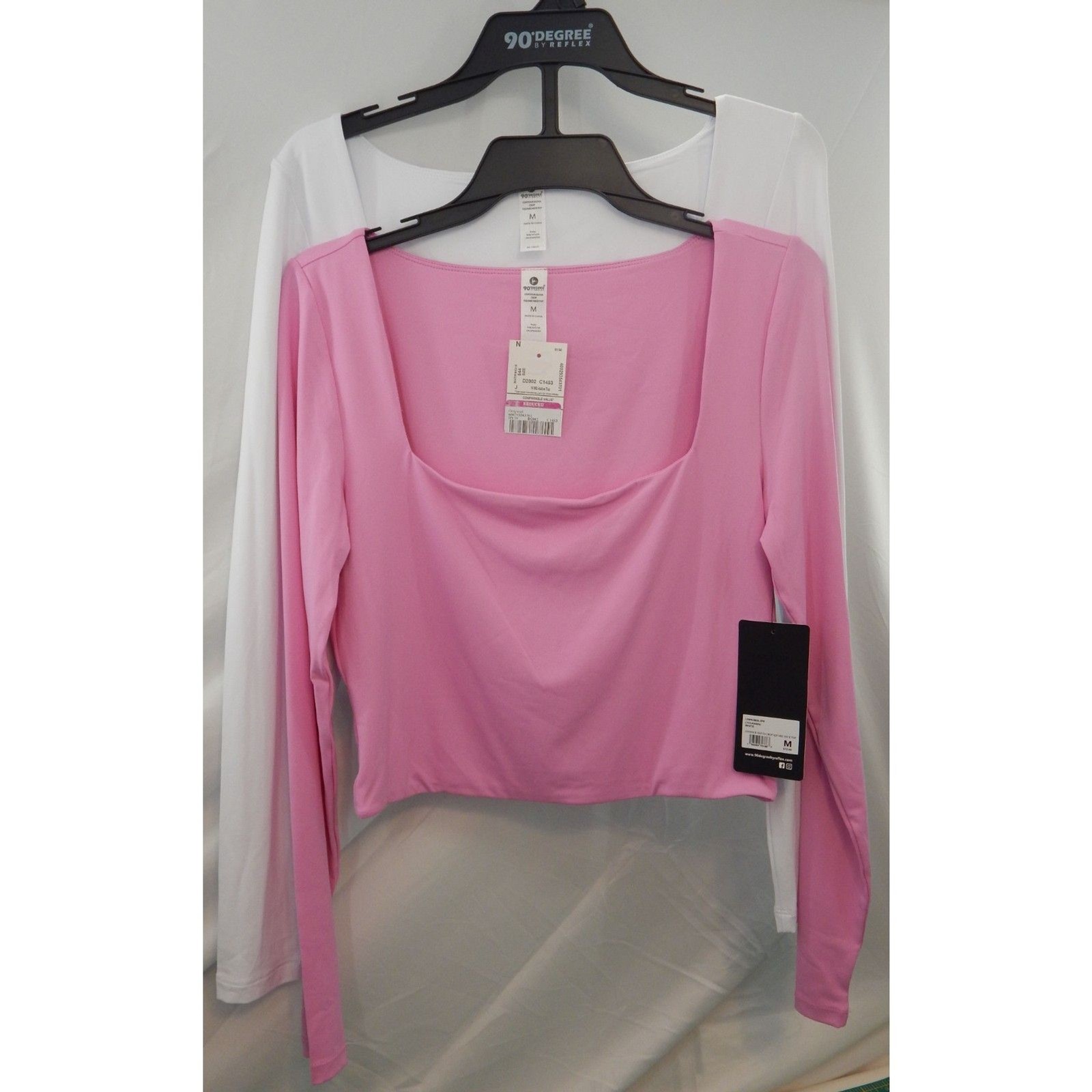 90 Degree by Reflex Women LARGE Active Top Pair Contour Olivia Crop Square Neck