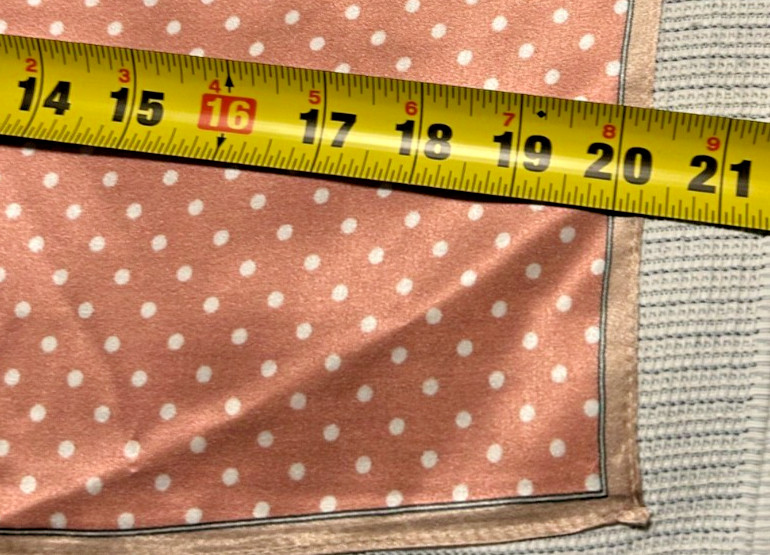 NEW 20 x 21 In. Sq. Med. Deep Pink, White Polka dots 100% Silk Pat.- SS 1050