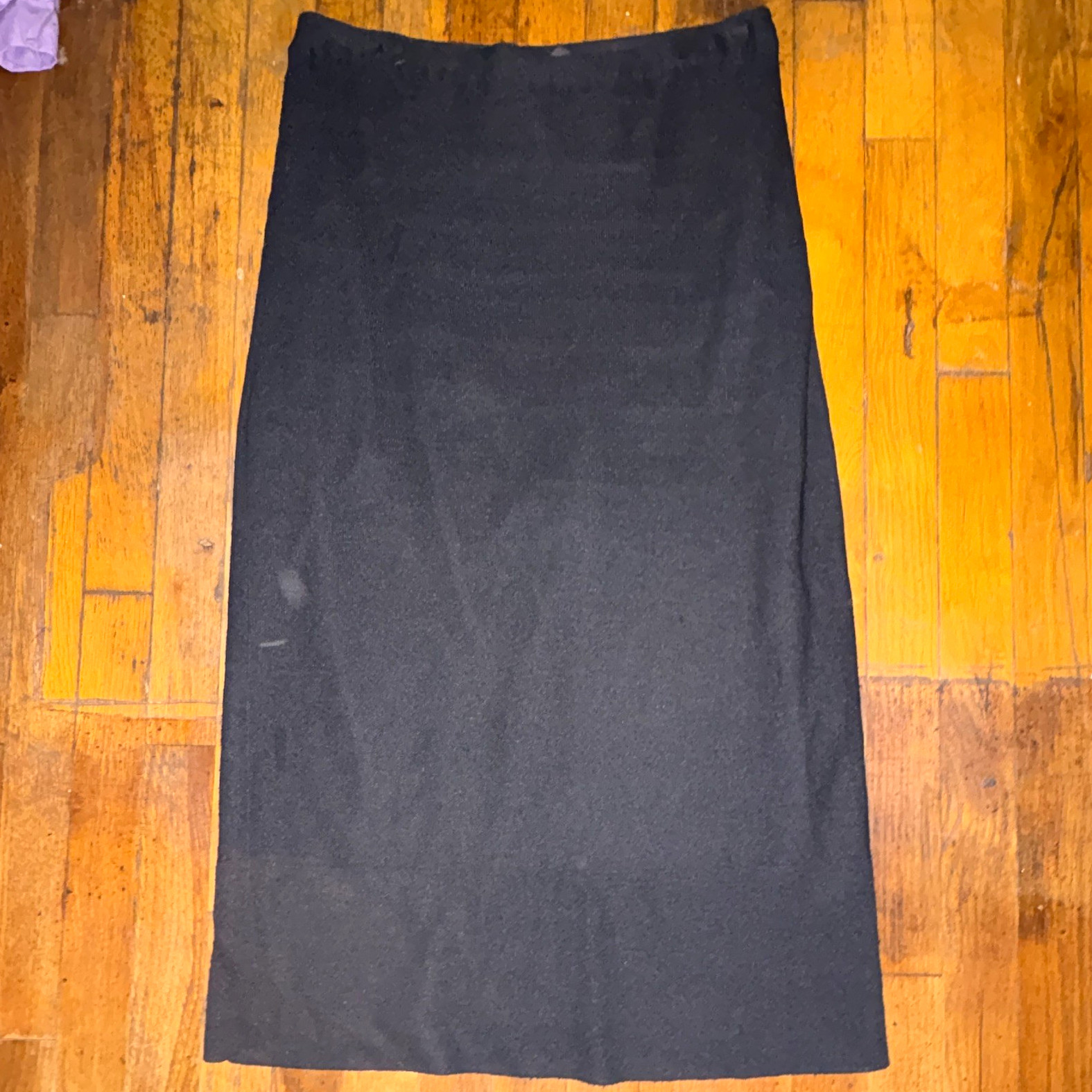 Vintage Banana Republic Black Solid Knit Pencil Midi Skirt Lined size S