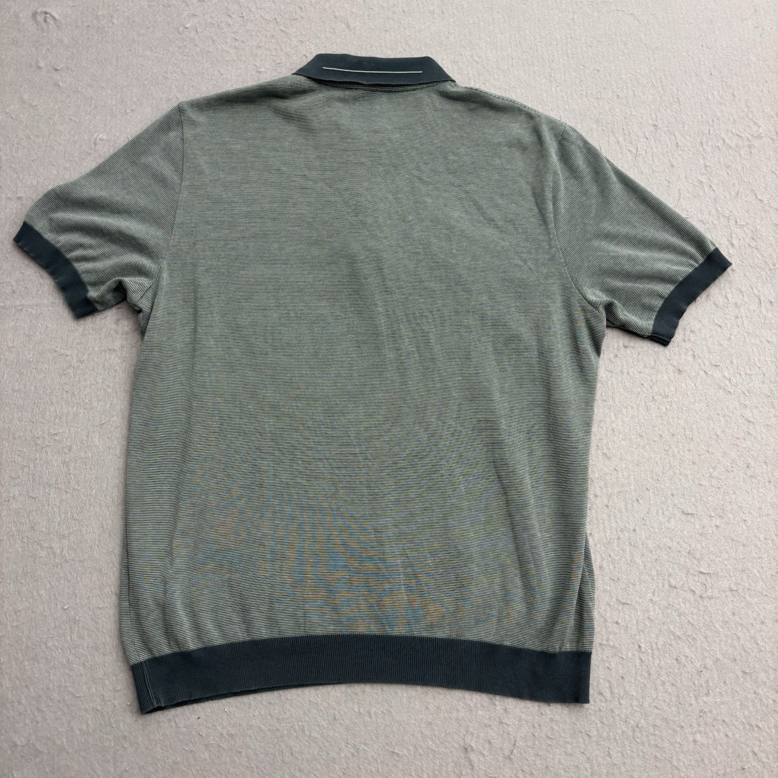 Corneliani Quarter Zip Polo Mens 54 Large Green Cotton Jacquard Pullover Italy