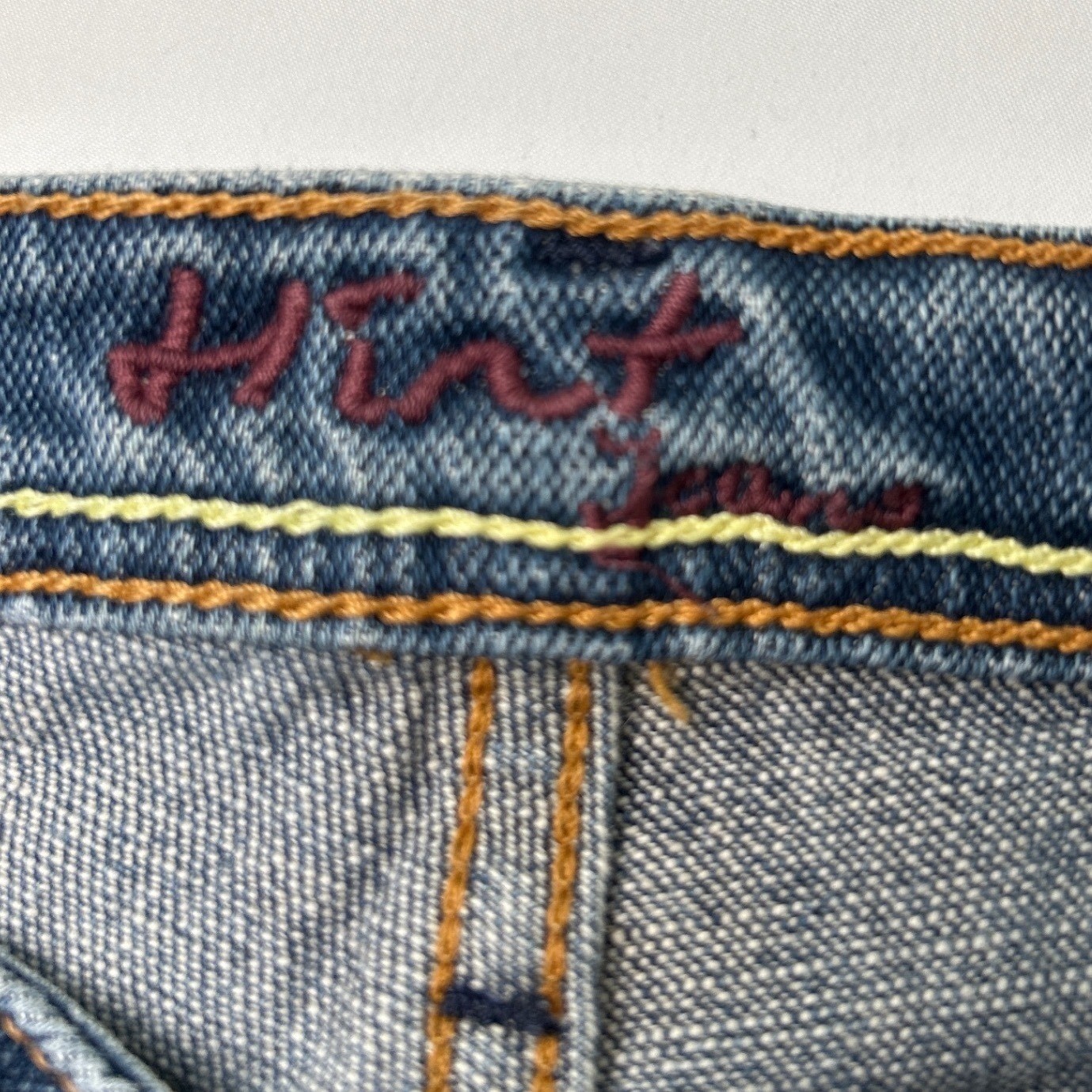 Hint Womans Low Rise Bootcut Jeans Size 8/9 Blue Distressed Streetwear Stretch