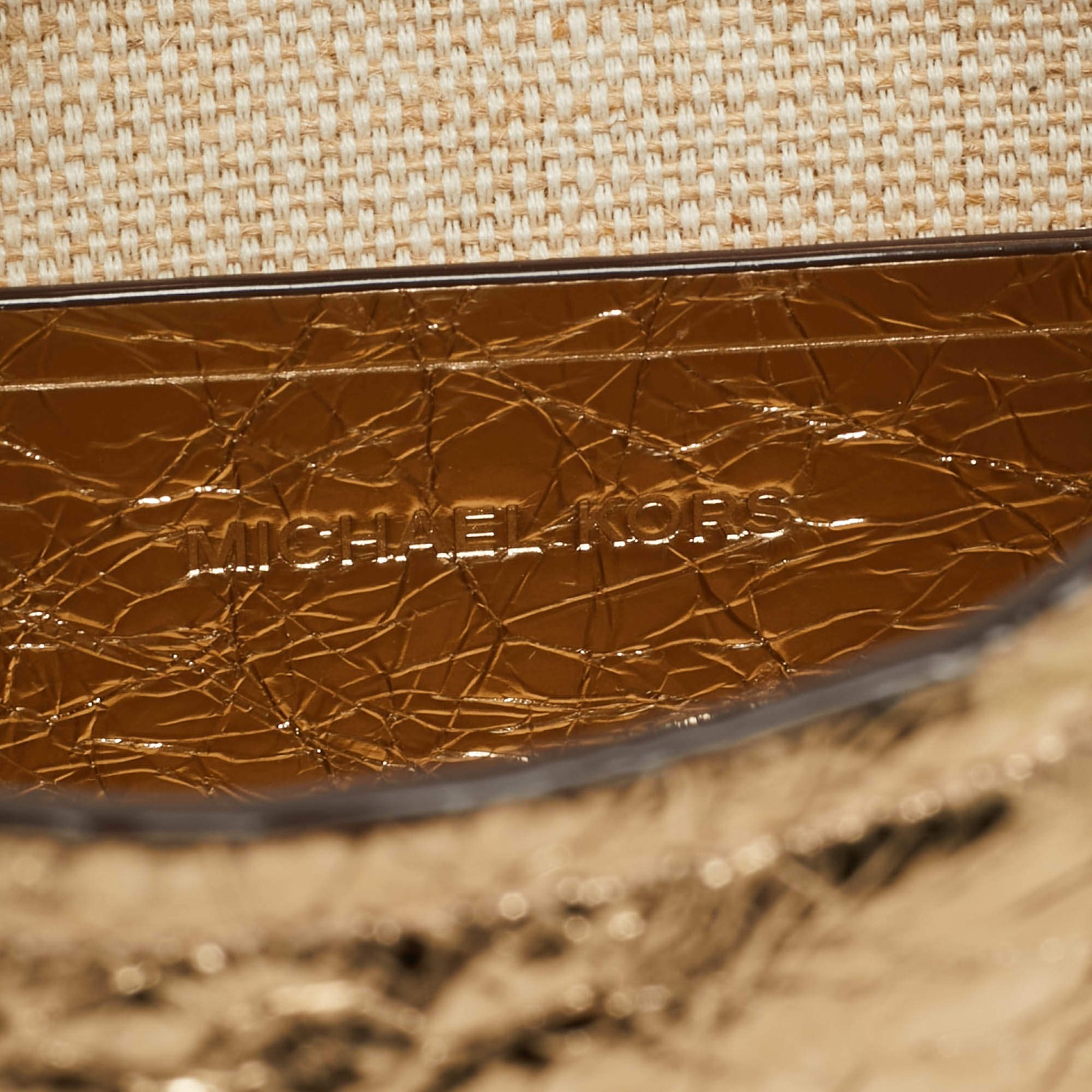Michael Kors Nolita Small Gold Crinkled Patent Leather Hobo
