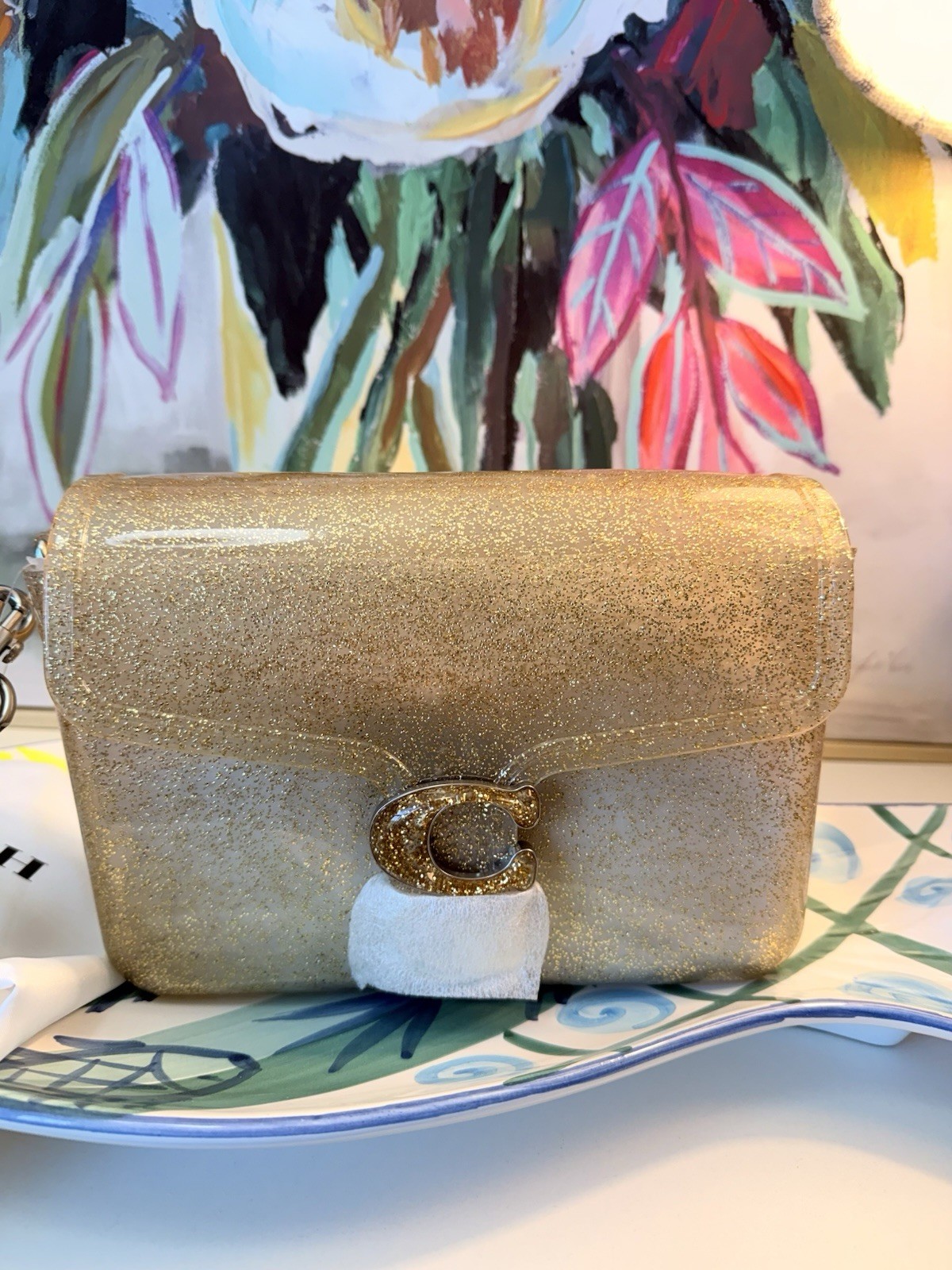 New 100% Authentic Coach Jelly Tabby Glittery Gold From the Runway Made In Italy