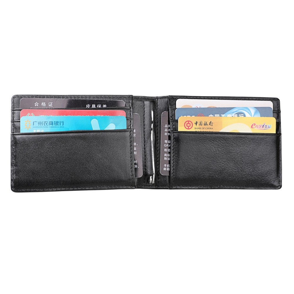 Men Rfid Blocking Leather Slim Card Wallet Bifold Front Pocket with Money Clips