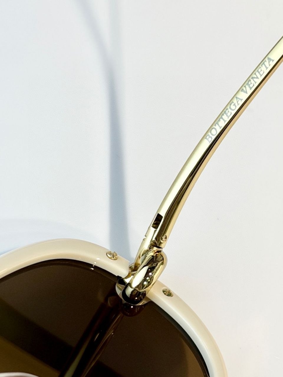 Bottega Veneta BV1418S White Gold Luxury Aviator Cat Eye Sunglasses