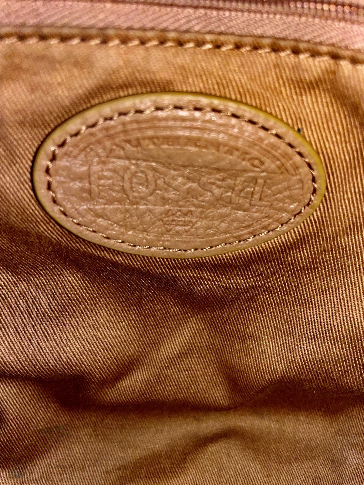 Fossil Crossbody beige tightly woven jute & Leather Accents Med Casual Shopper