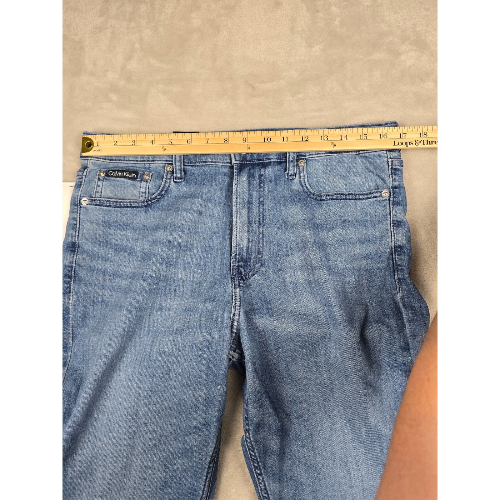 Calvin Klein Jeans Mens 34×30 Blue Straight Leg Denim Pants Stretch
