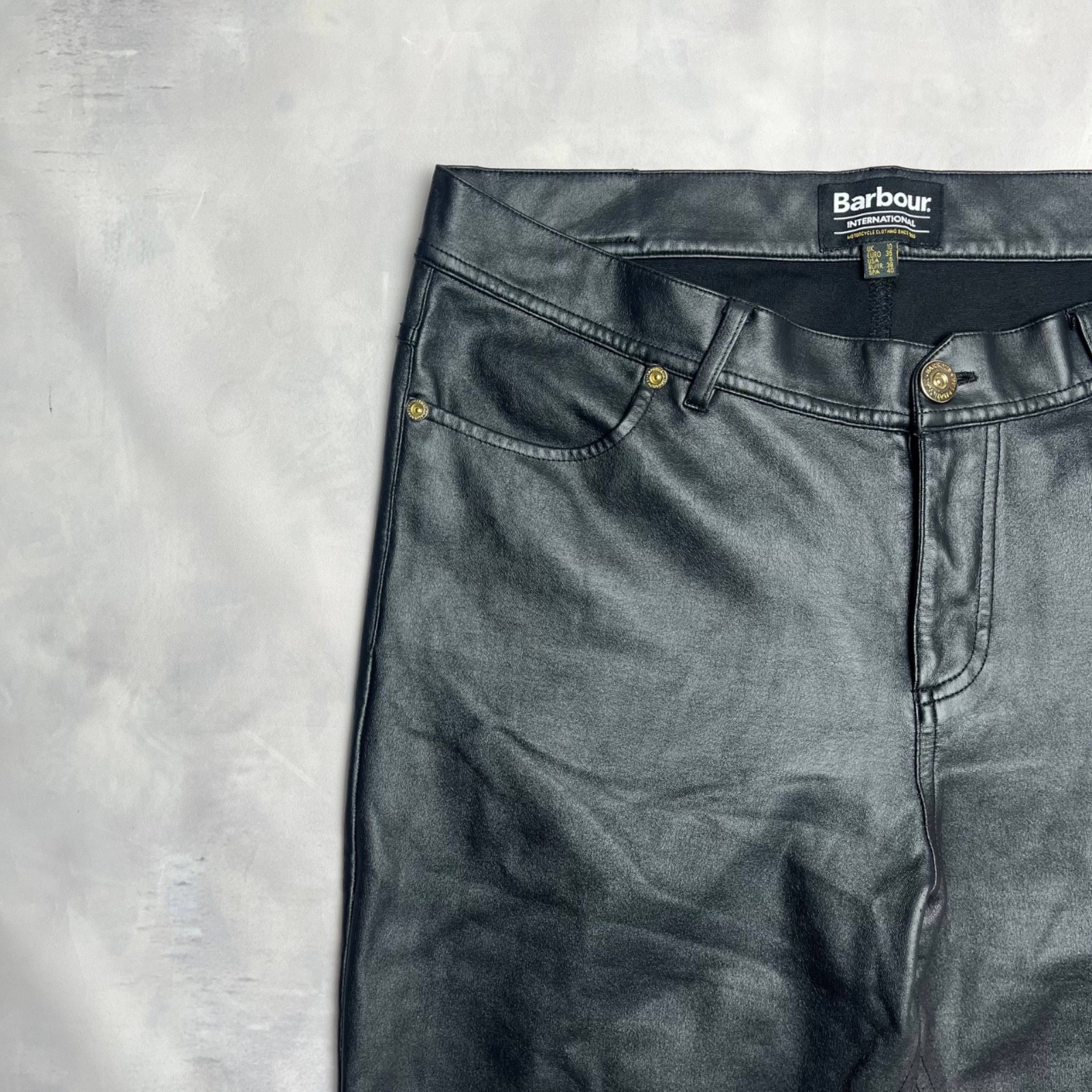 Barbour International Women’s Black Coated Skinny Trousers Jeans Size UK 10 W28