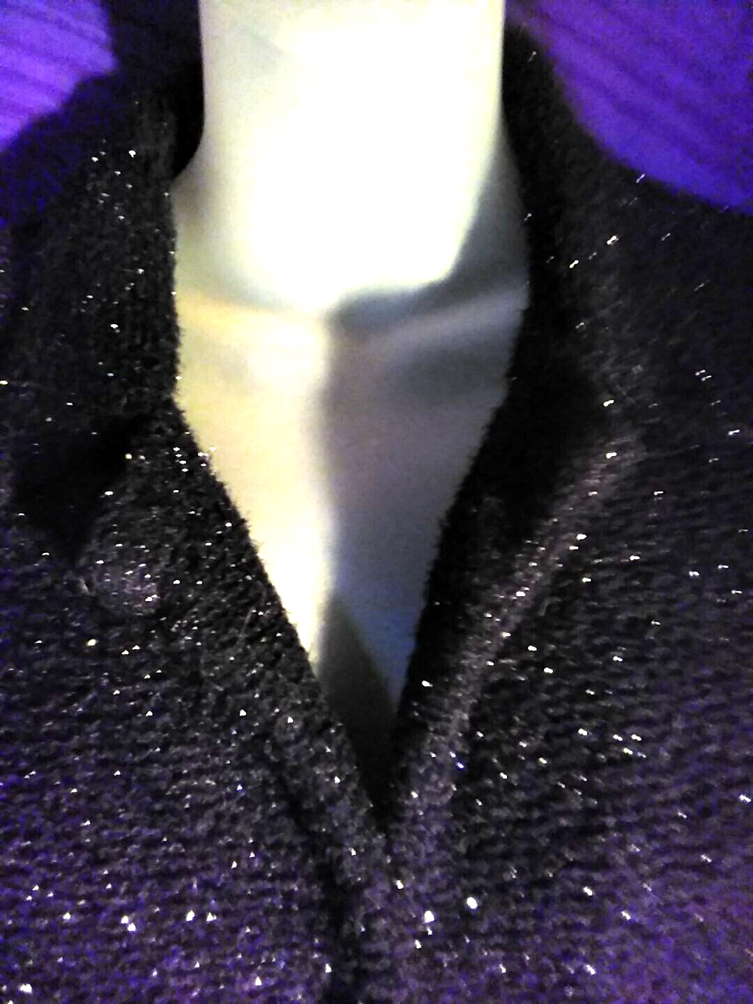 “SPARKLY” BLACK KNIT COLLARED LAPEL CARDIGAN