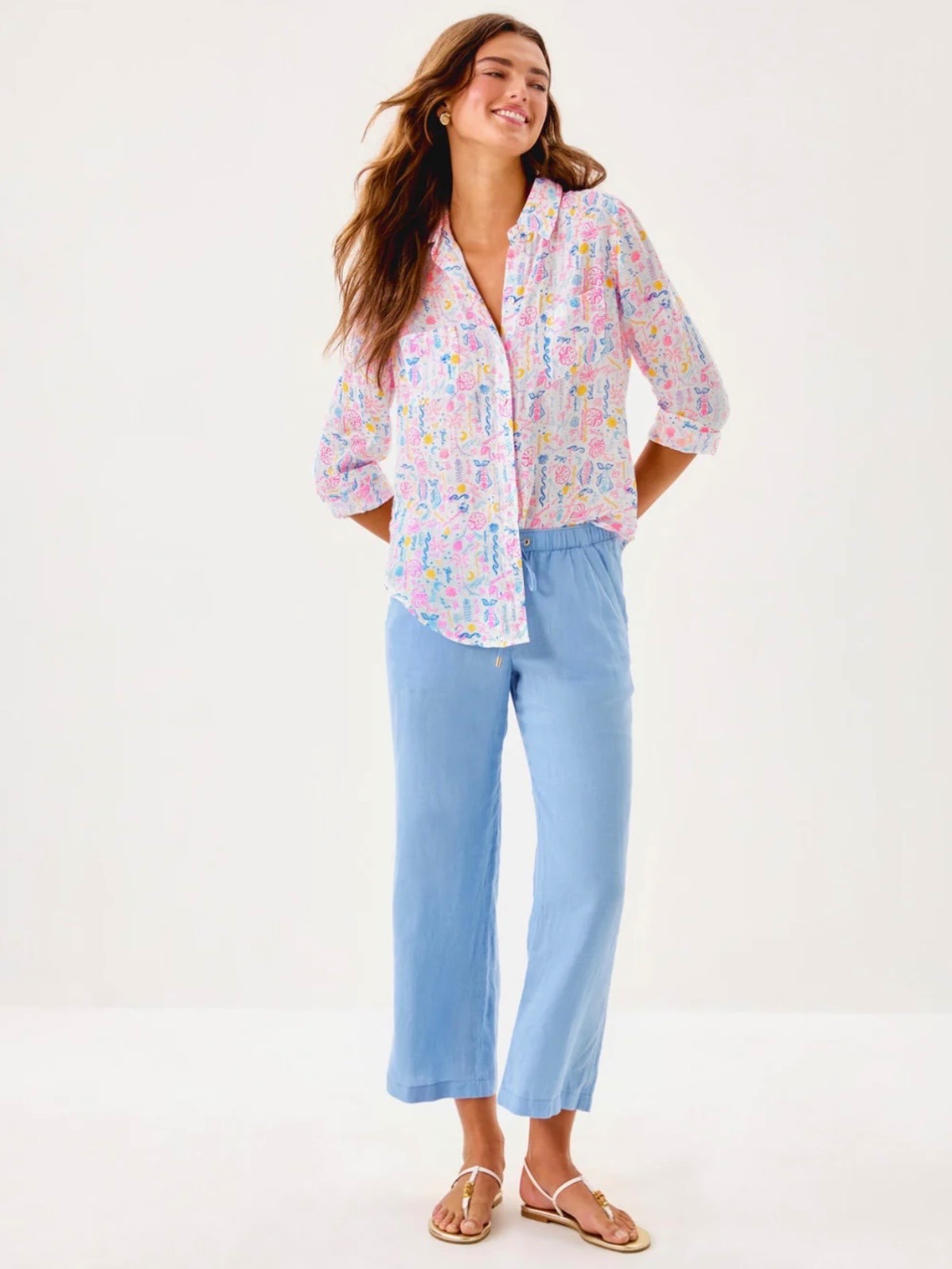 Lilly Pulitzer NWT Sea View Button Down Top Summer Serenade Size L,XL,XXL