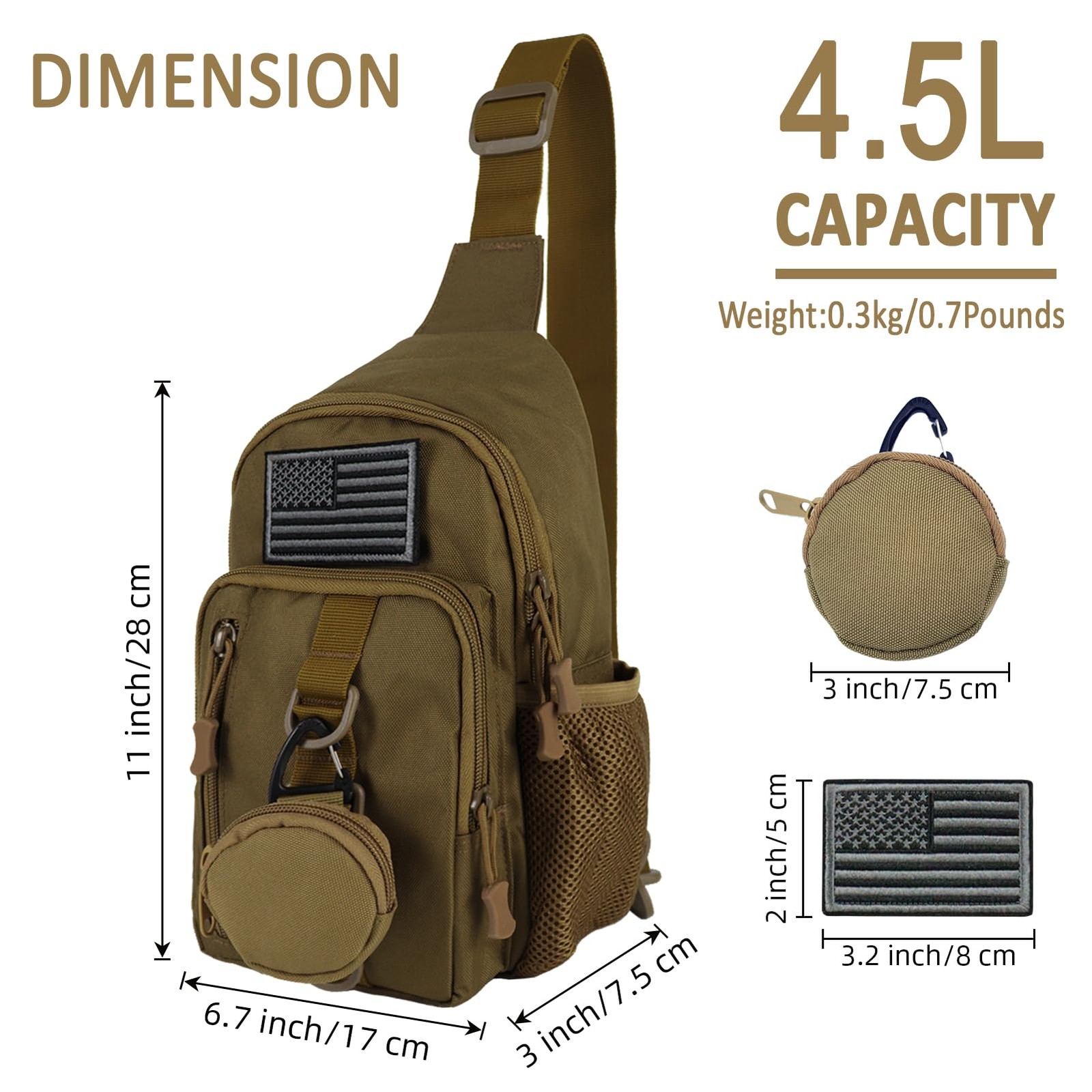 Small Sling Bag for Men, Tactical Crossbody bags EDC Shoulder Bag Chest Pack …
