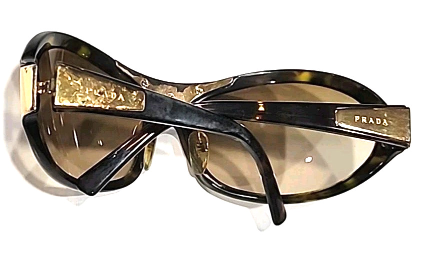 Prada Spr10G Tortoise Brown Wrap Sunglasses 67-16 115mm Italy