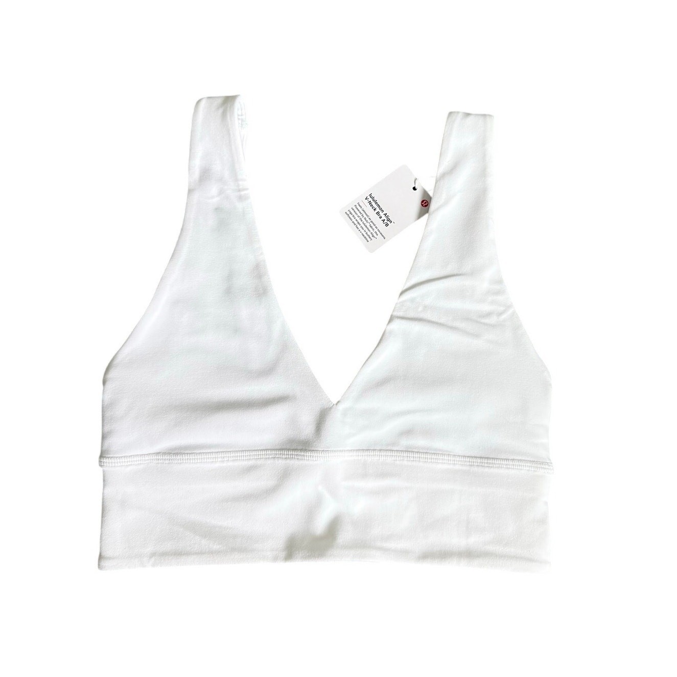 NWT Lululemon Align V-Neck White Bra Light Support A/B Cup Size 4