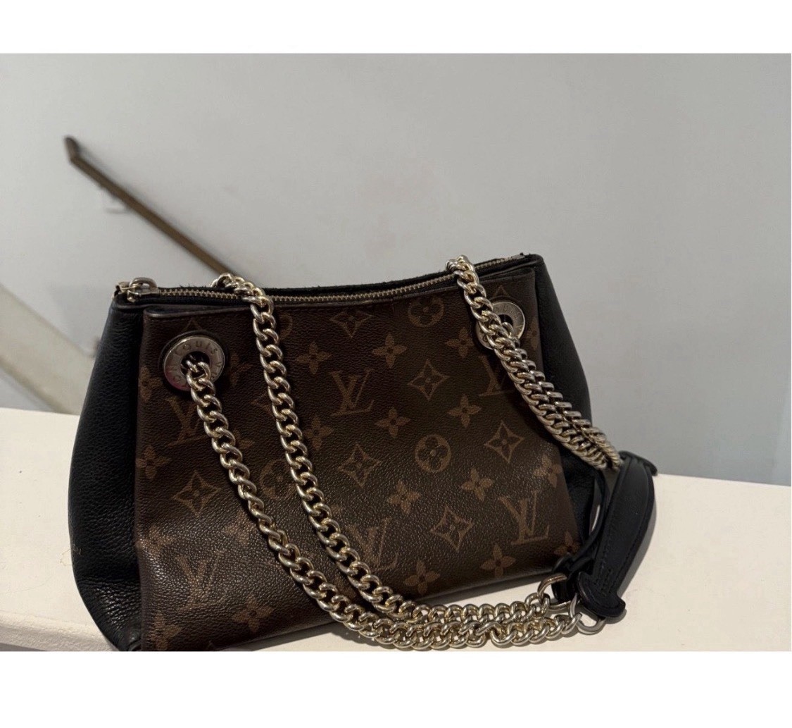 Louis Vuitton Monogram Brown and Black Surene BB Zip Chain Strap Gold Hardware