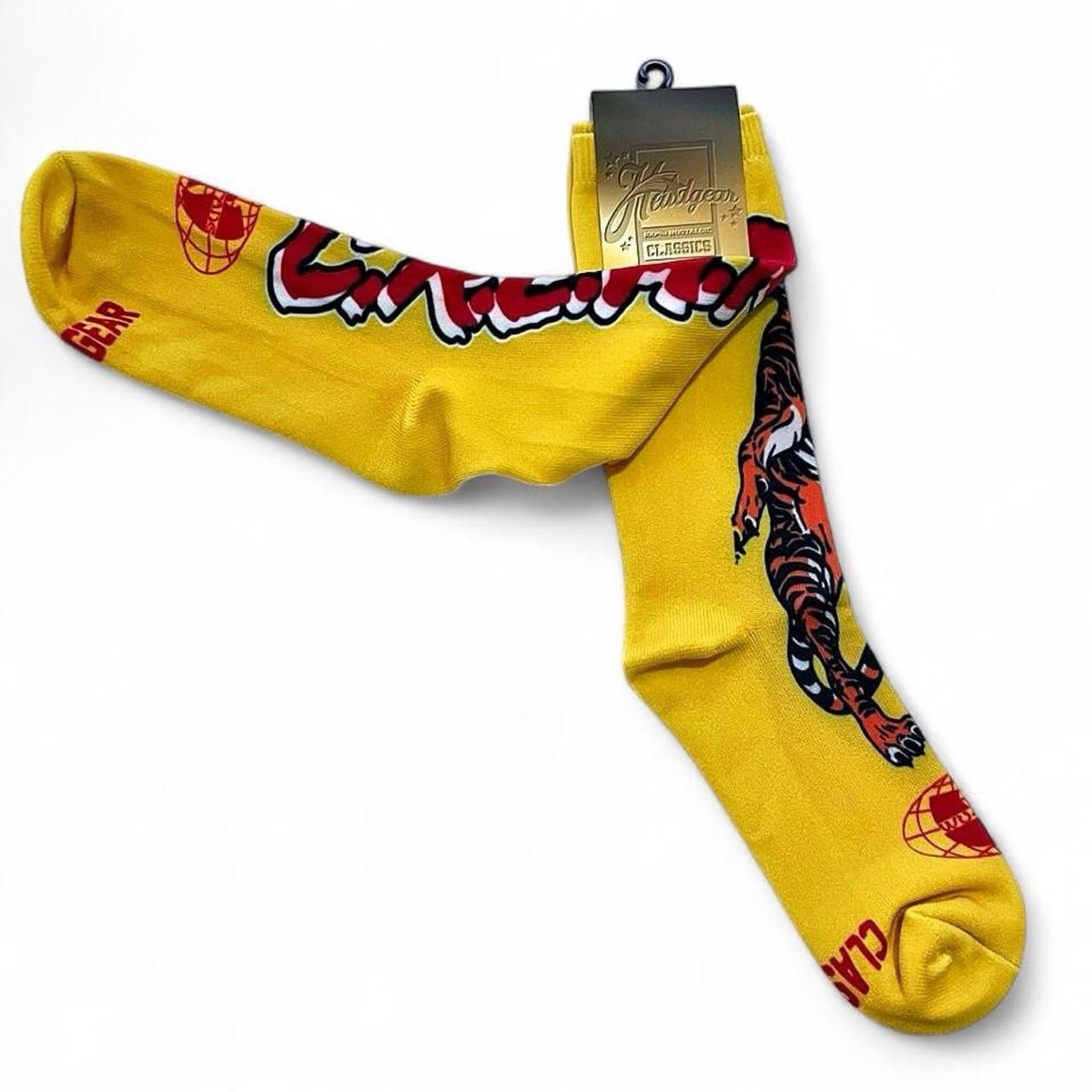 Wutang Clan C.R.E.A.M. Tiger Yellow/Red/Black/White Socks Size Large-XL/9-13