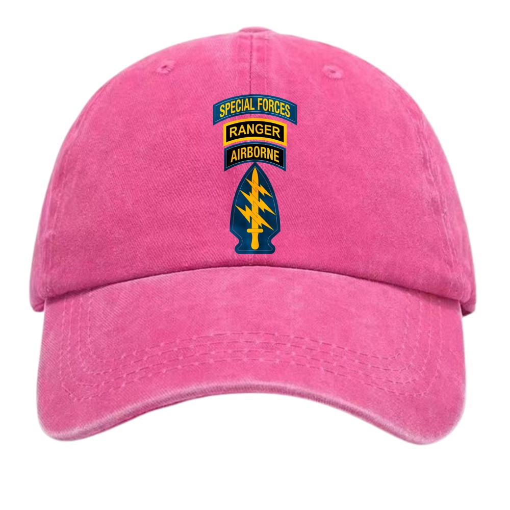 Special Forces Ranger Airborne Vintage Dad Hat,US Army Elite Unit Distressed Cap