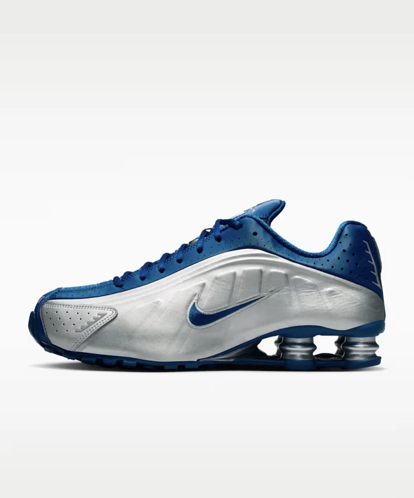 Nike Shox R4 Court Blue Metallic Silver Running Sneakers IQ9391-476 Men’s Sizes