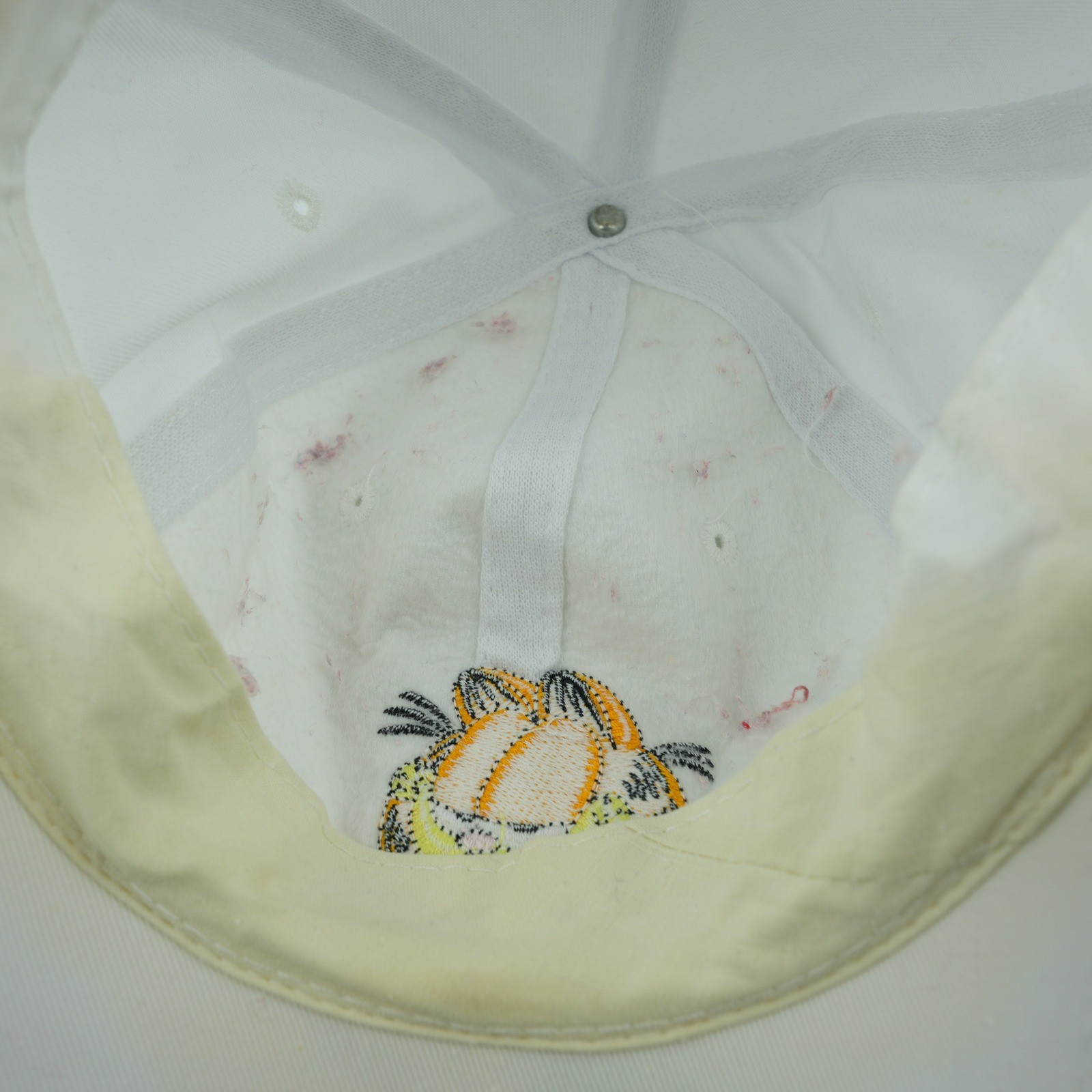Vintage 90s Garfield Hat Cap Snapback White Cartoon Nostalgia Collectible