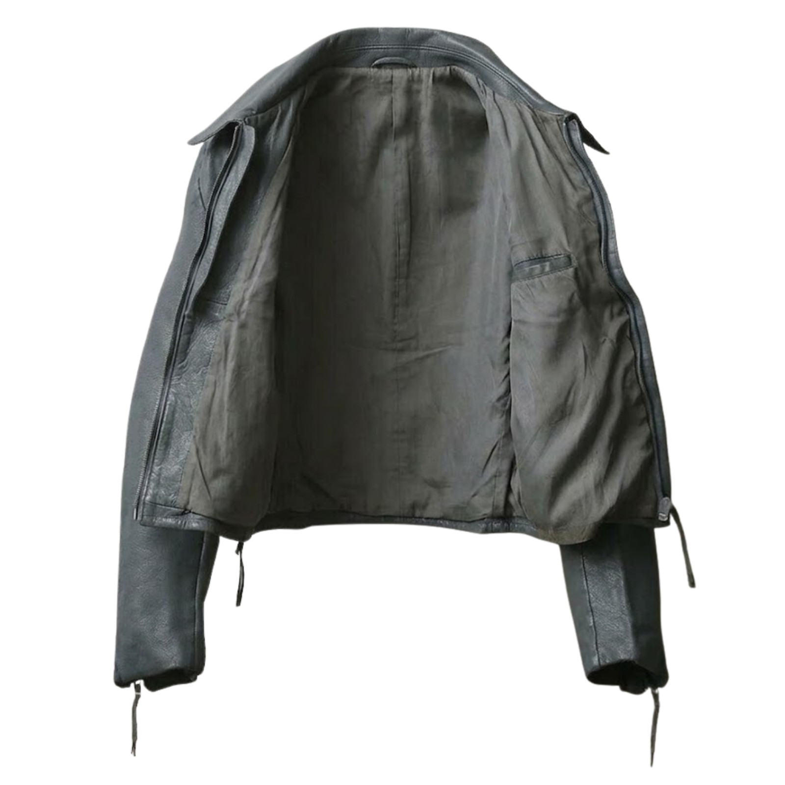 Vintage German Military Grey BM Federal Navy Crop Submarine Leather Jacket Men’s