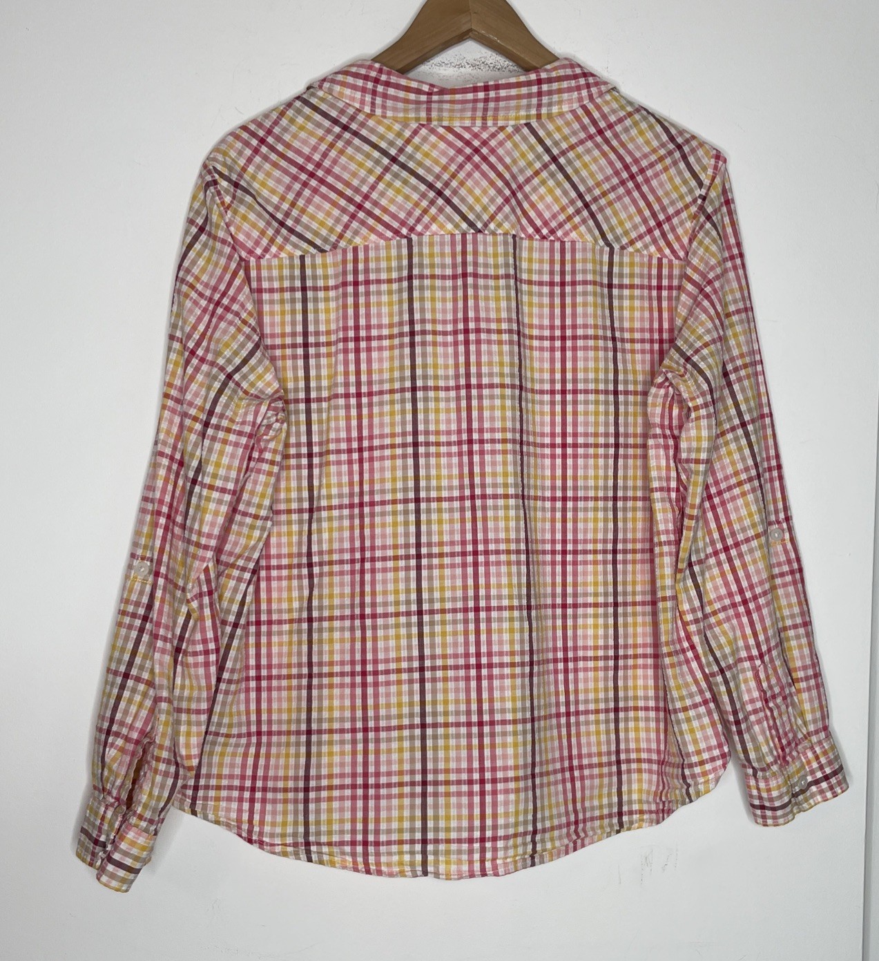 Croft & Barrow Plaid Shirt Women’s Sz Petite L Long Sleeve Seersucker Top Button