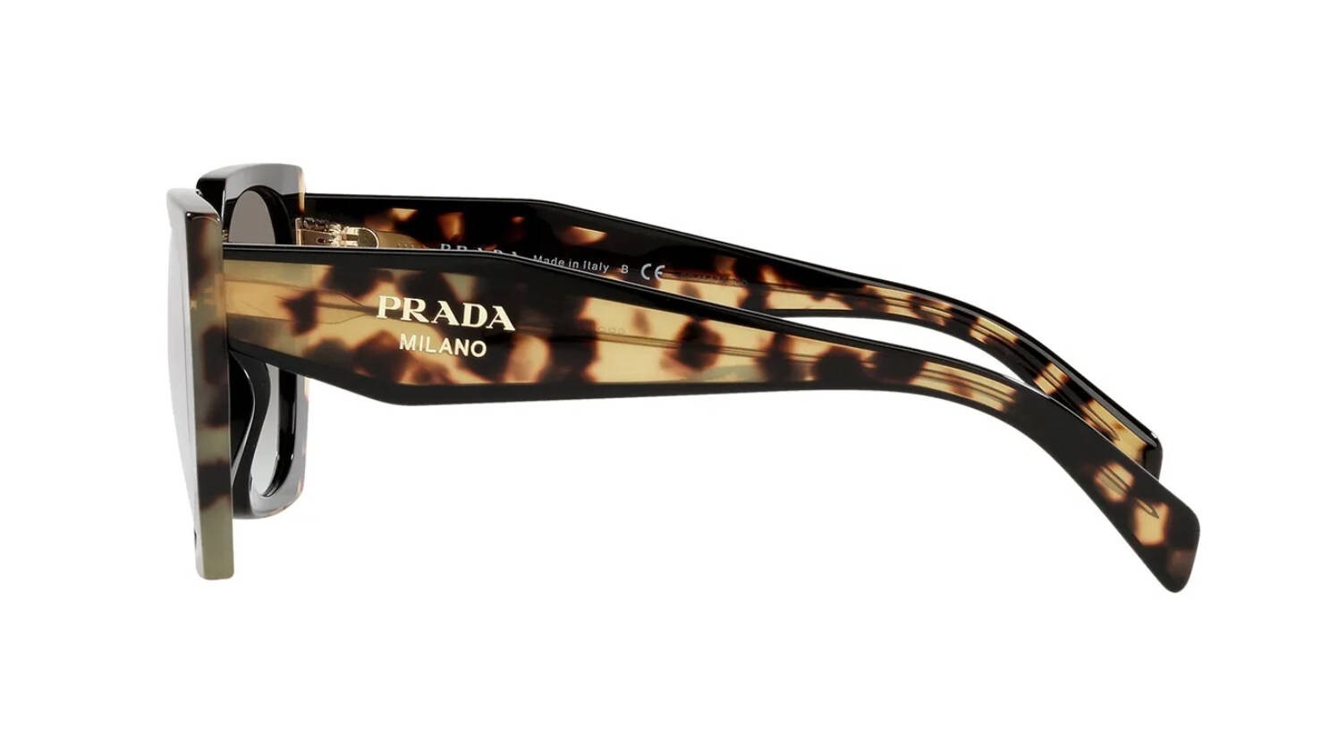 PRADA MONOCHROME PR 15WS Black Medium Tortoise/Grey Shaded (389-0A7) Sunglasses