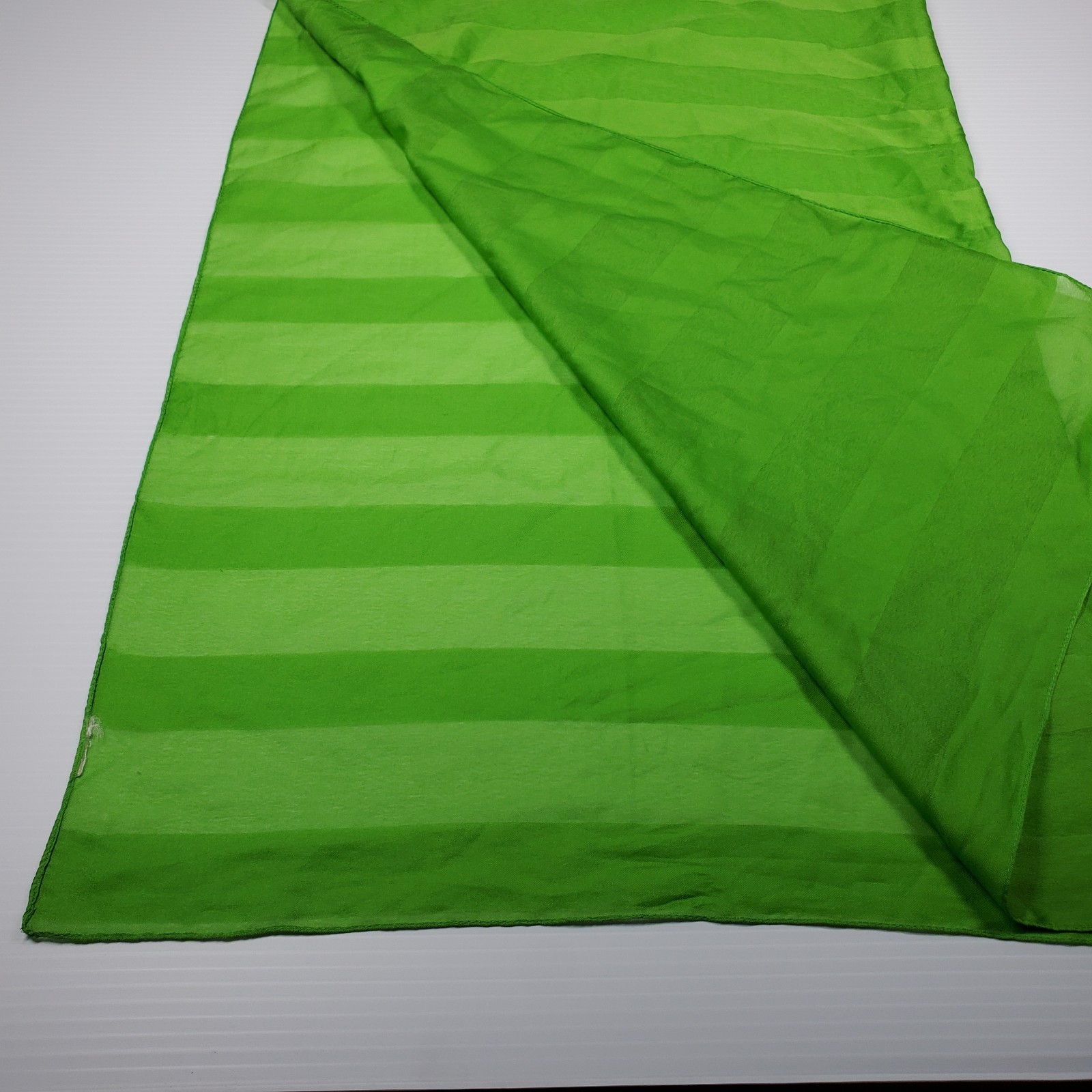 Large Square Polyester Accent Scarf Wide Stripe Two Tone Green Sz 68″ x 32″