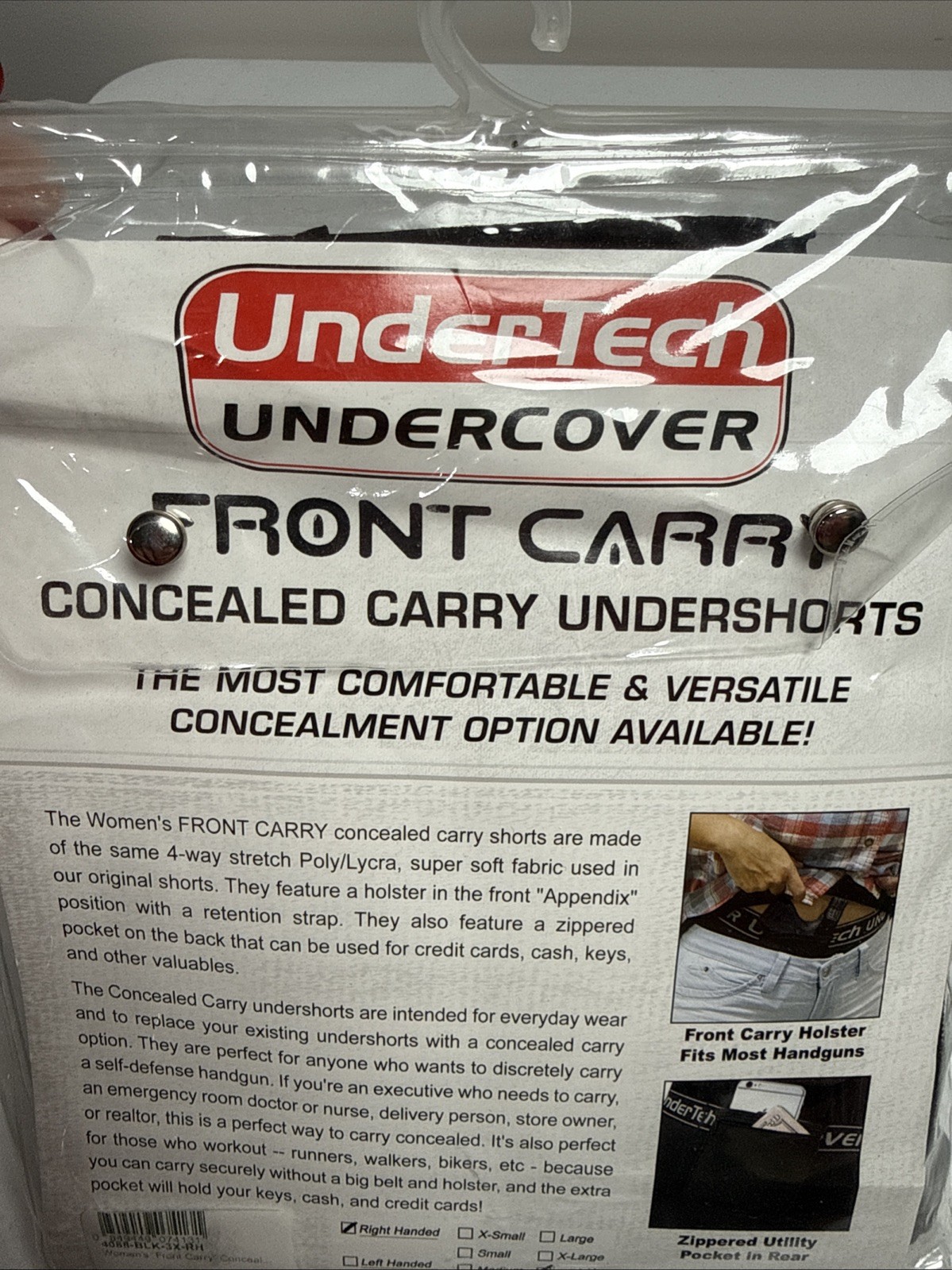 Under Tech Undercover Womens Concealed Front Carry Undershorts 3XL Right Handed