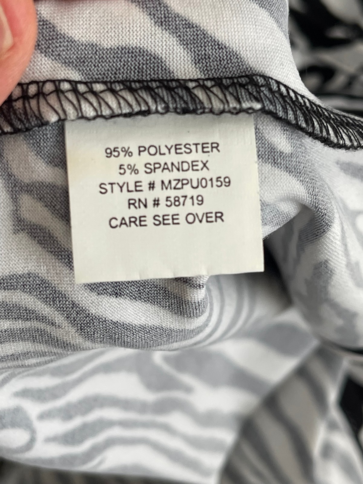 Notations XL Zebra Print Blouse Black White Scoop Neck Stretch Short Sleeve Top