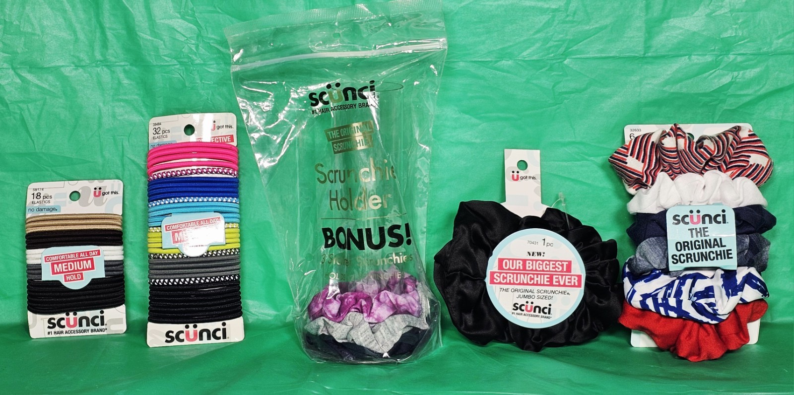 **(Lot of 5) Various Scunci Hair Accessories (See Description For List Of Items)