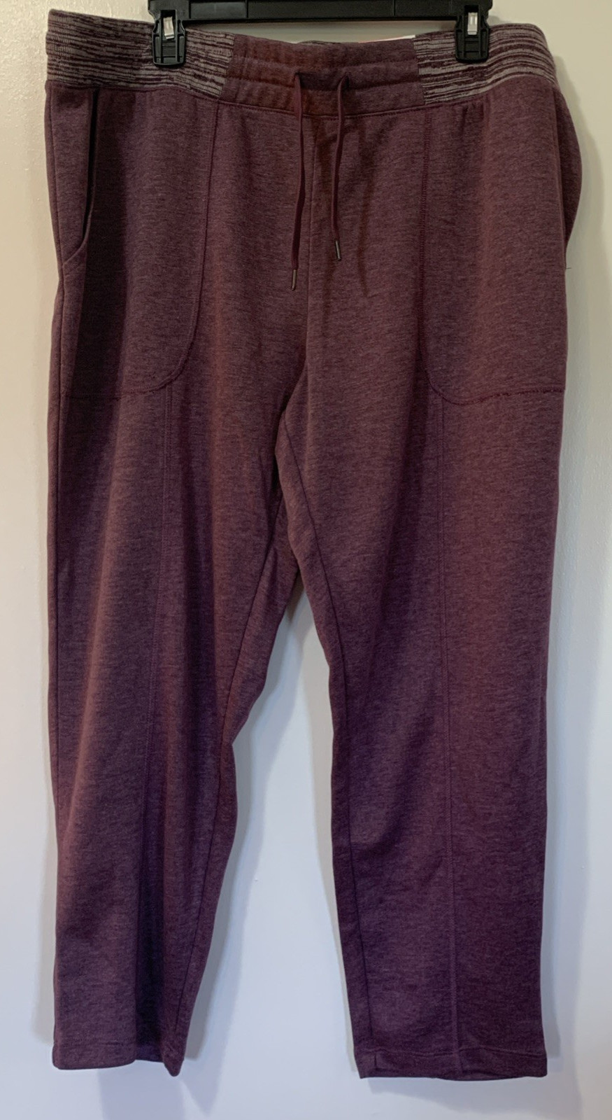 Women’s Active Jogger French Wine Fushia Textured Waistband Drawstring XXL NWT