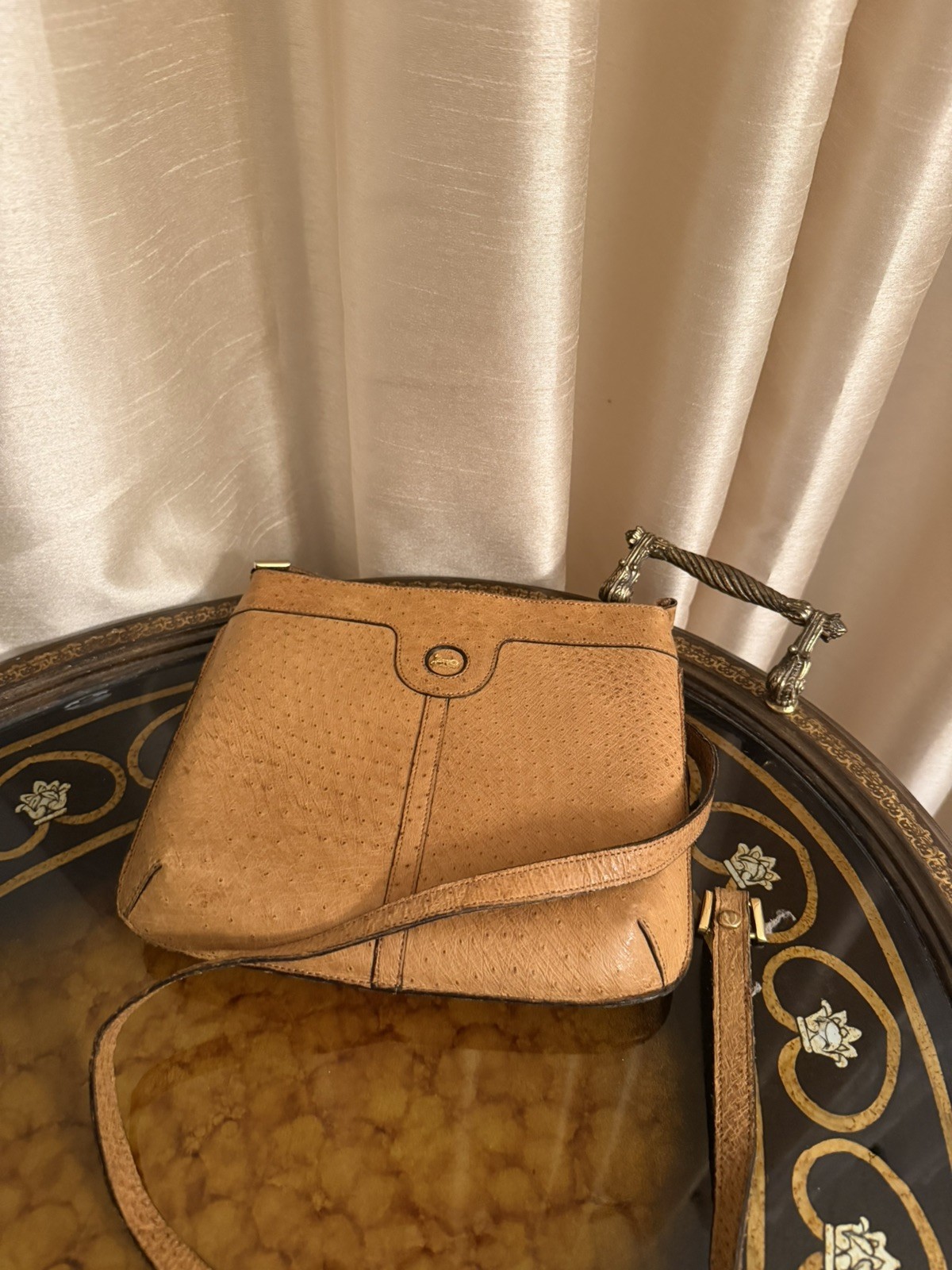 Faux Ostrich Croc Leather Crossbody Bag – Used