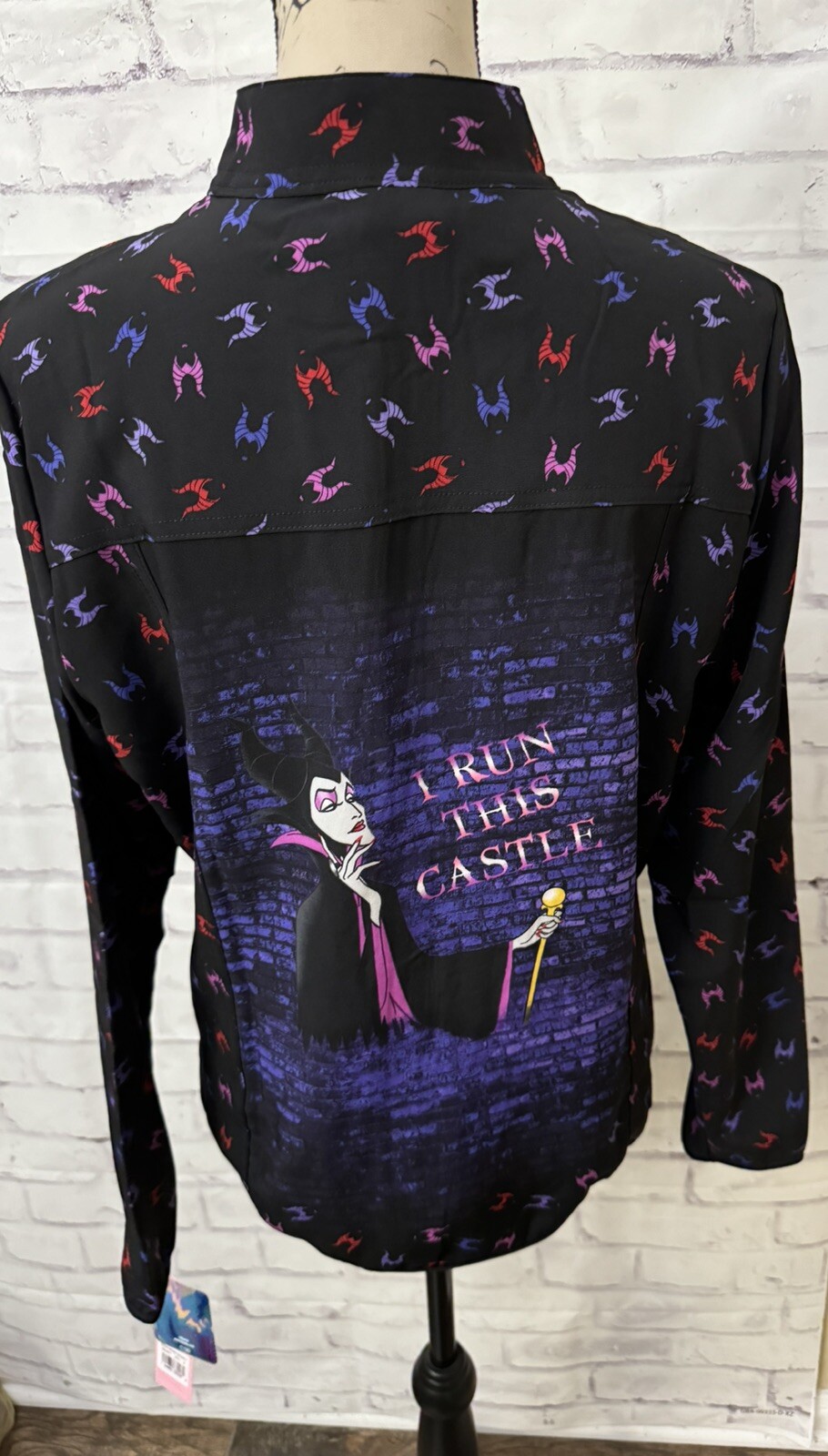 Disney Villains Malificent Sz S Packable Full Zip Scrub Jacket New