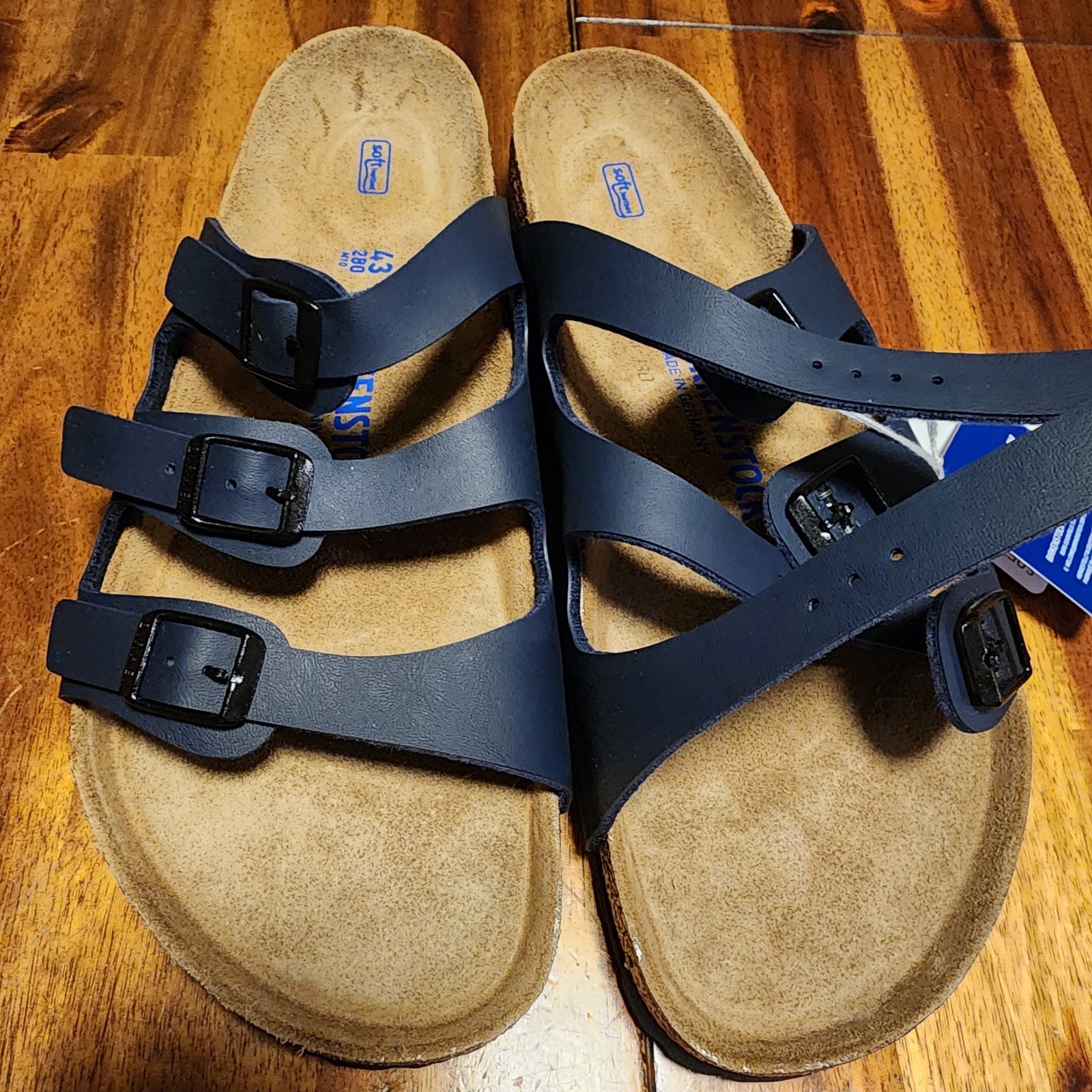 Birkenstock Florida Soft Footbed Birko-Flor Sandals Navy Blue EU 43 M10|W12 NWOB