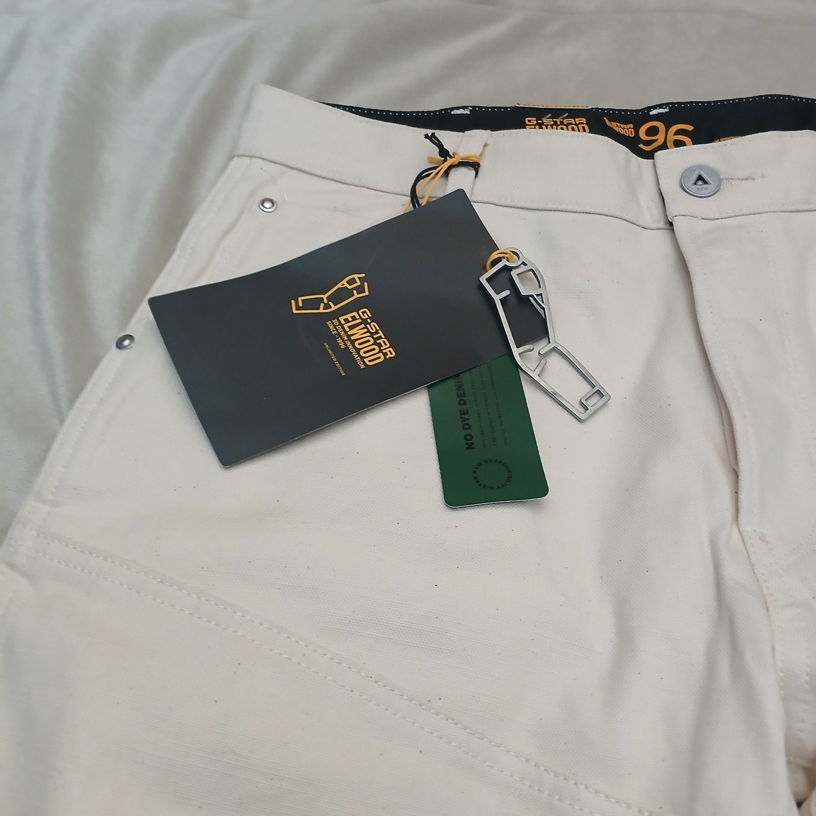 G-Star Raw Elwood 5620 Regular Duckman ECRU Beige Jeans 32 x 34 NWT $210