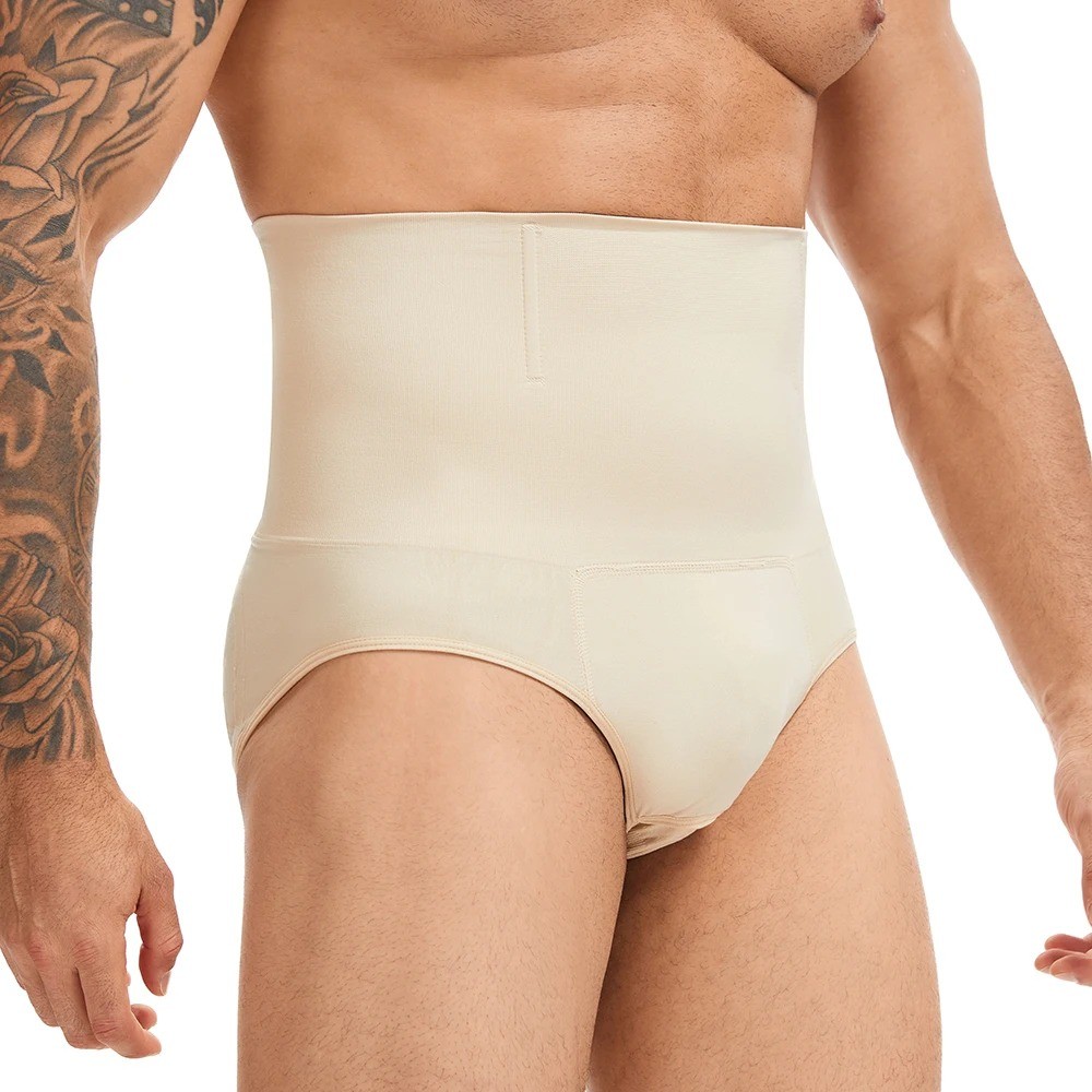 Men High Waist Brief Shapewear Tummy Control Butt Lifter Shorts Slim Body Shaper