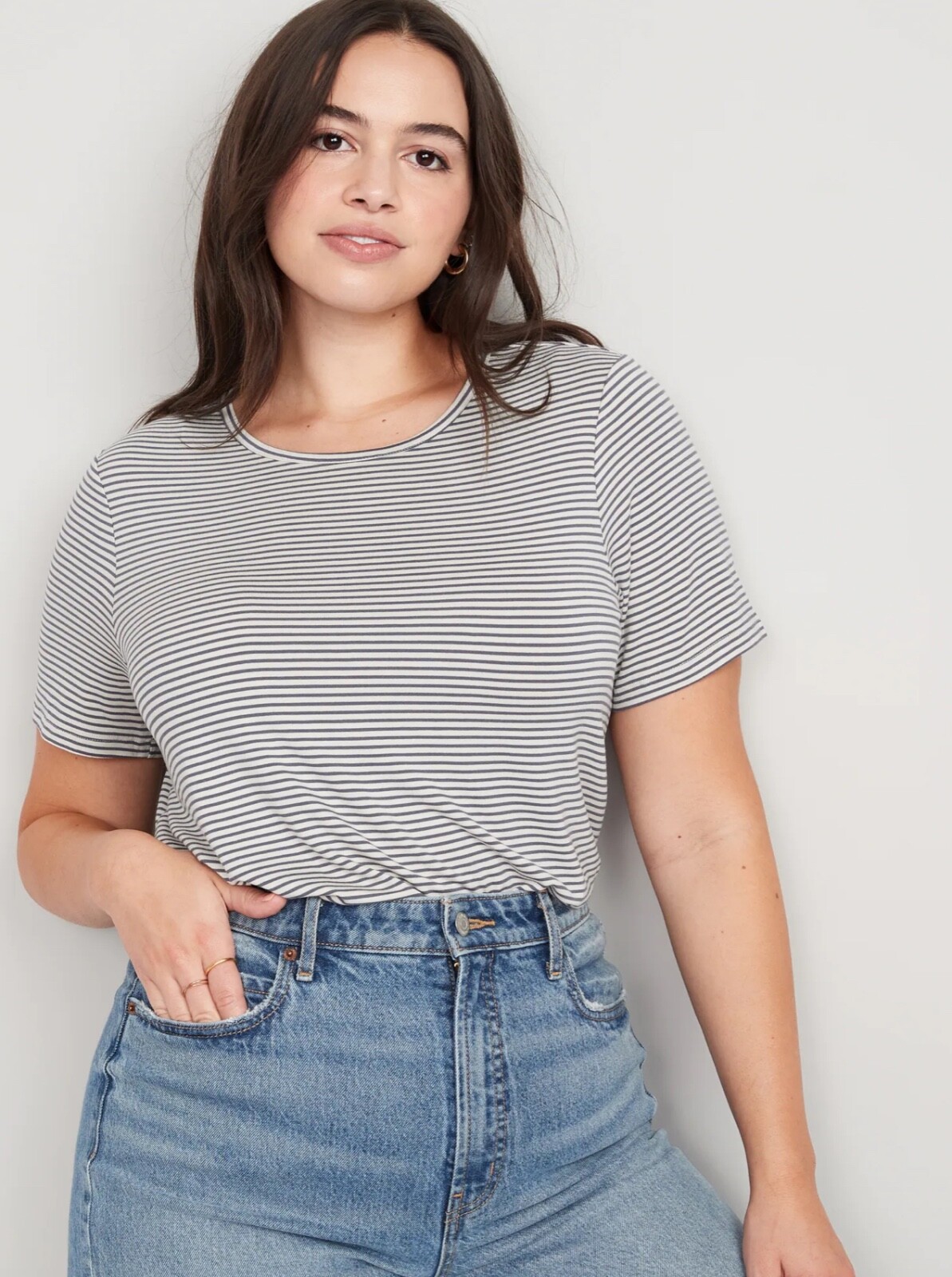 Old Navy Women’s Short-Sleeve Luxe Striped T-Shirt Top Size M L XL XXL 2X 3X $20