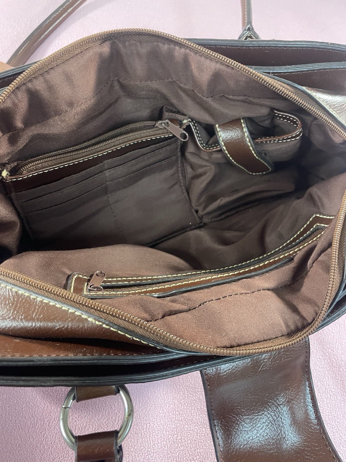 Wilsons Leather Women’s Brown Satchel Top Handle Bag Zip & Magnetic, Pockets