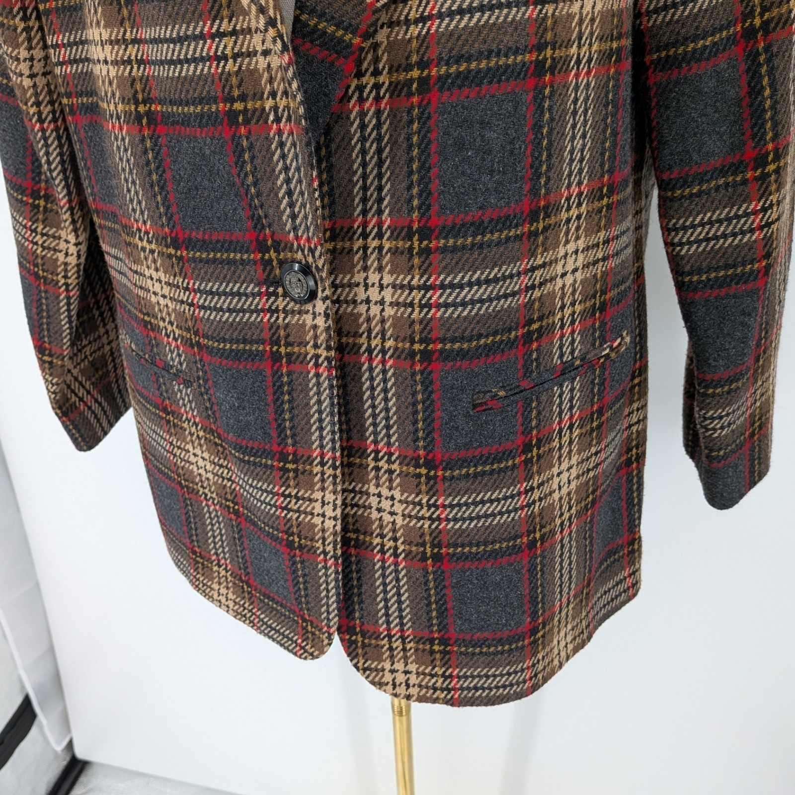 Vintage REQUIREMENTS Plaid Wool Blend Blazer Size 14 Academia Preppy Heritage